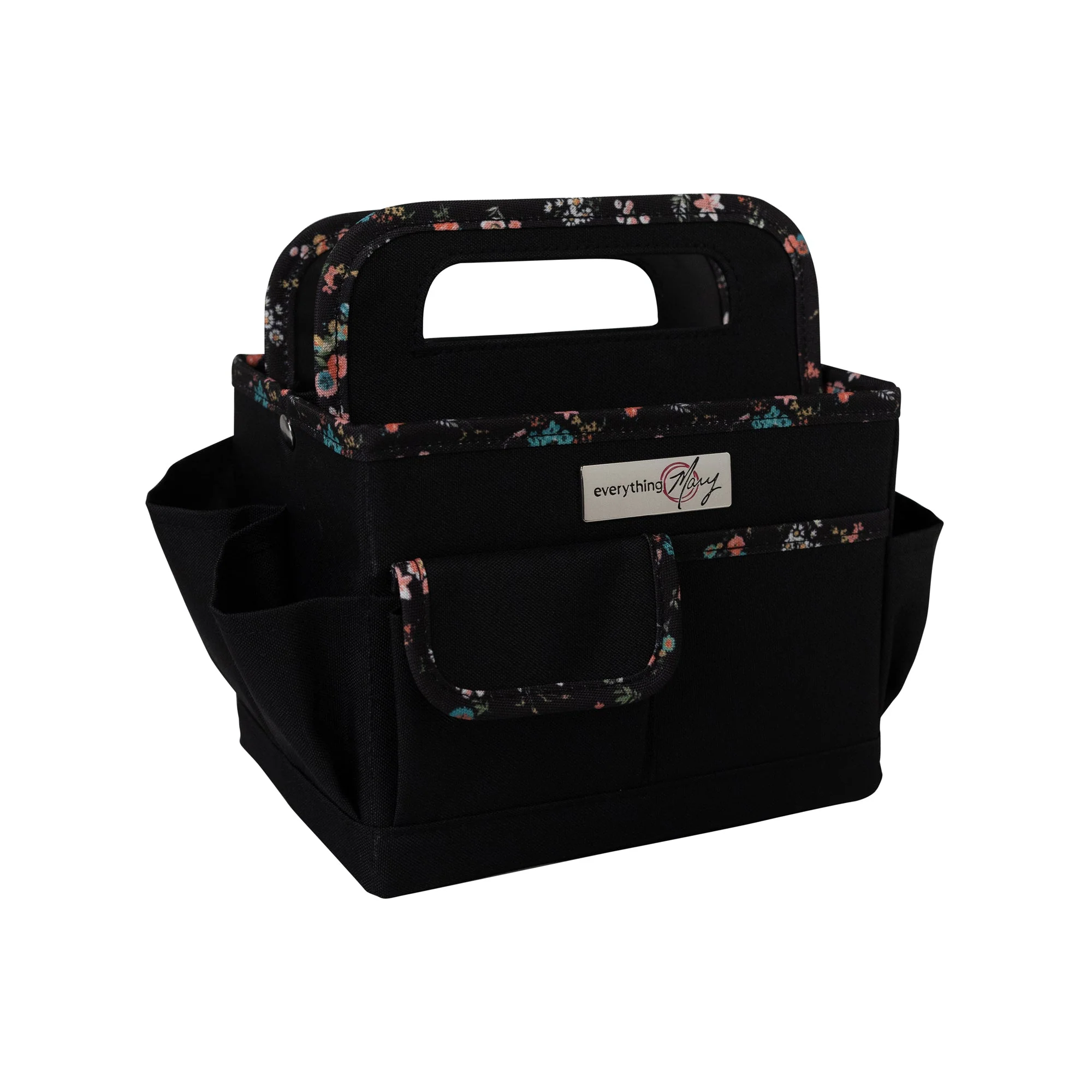 Collapsible Desktop Craft Caddy, Black & Floral 1 Collapsible Desktop Craft Caddy, Black & Floral