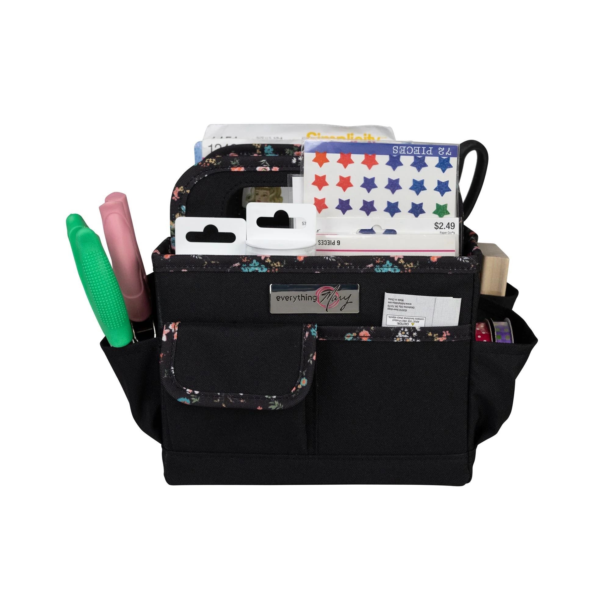 Collapsible Desktop Craft Caddy, Black & Floral 8 Collapsible Desktop Craft Caddy, Black & Floral