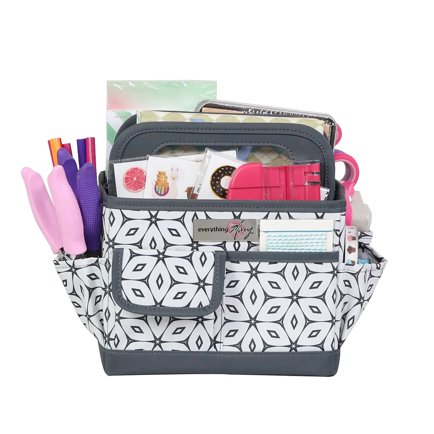 Collapsible Desktop Craft Caddy, Grey Geometric 1 Collapsible Desktop Craft Caddy, Grey Geometric