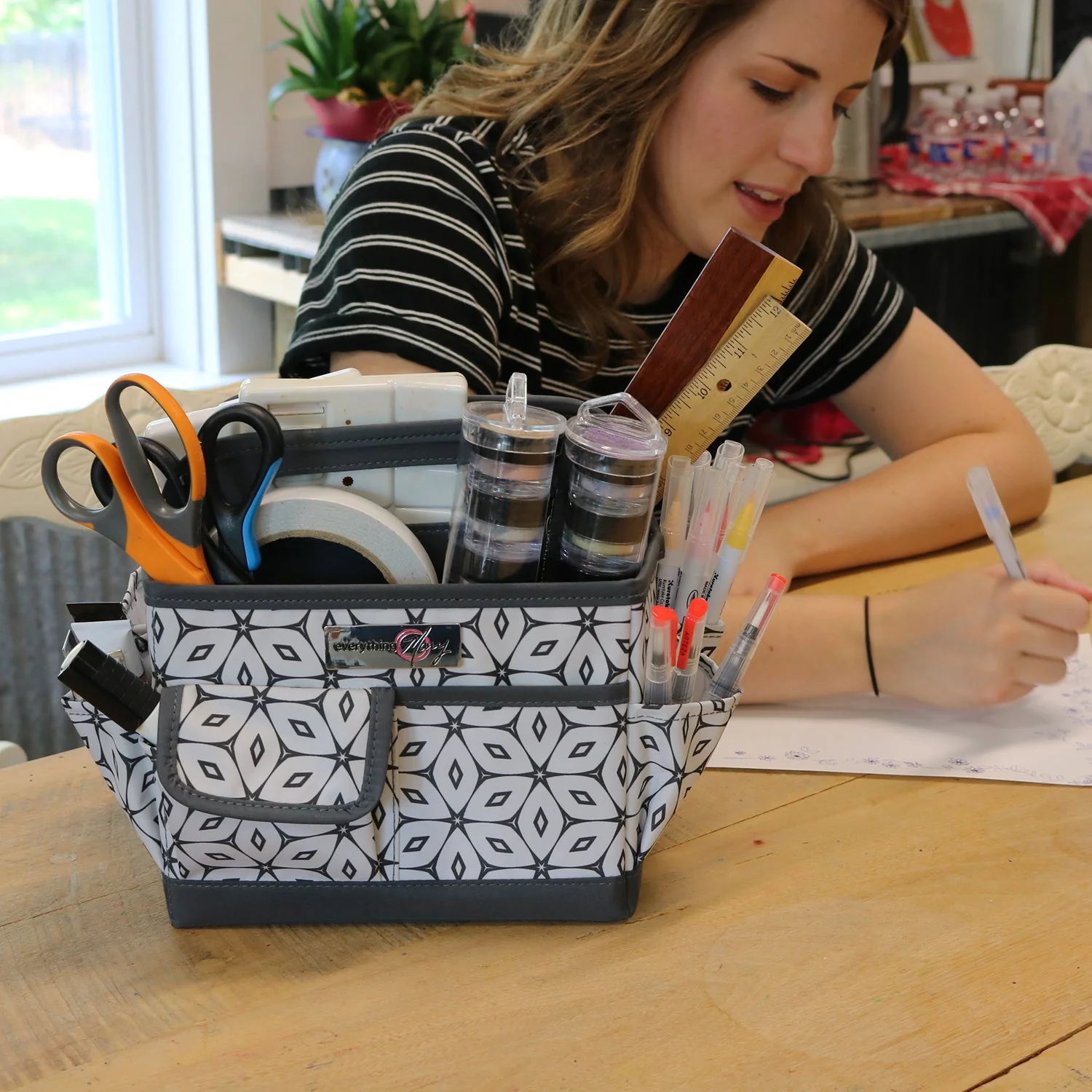 Collapsible Desktop Craft Caddy, Grey Geometric 2 Collapsible Desktop Craft Caddy, Grey Geometric