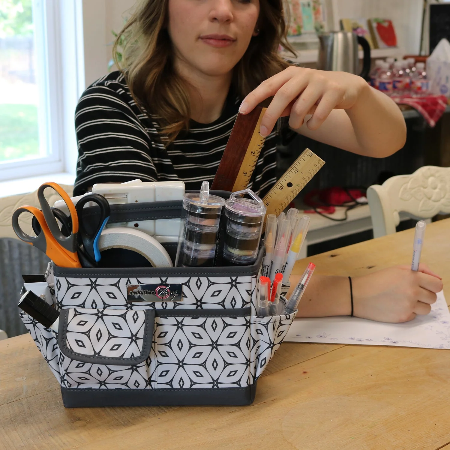 Collapsible Desktop Craft Caddy, Grey Geometric 3 Collapsible Desktop Craft Caddy, Grey Geometric