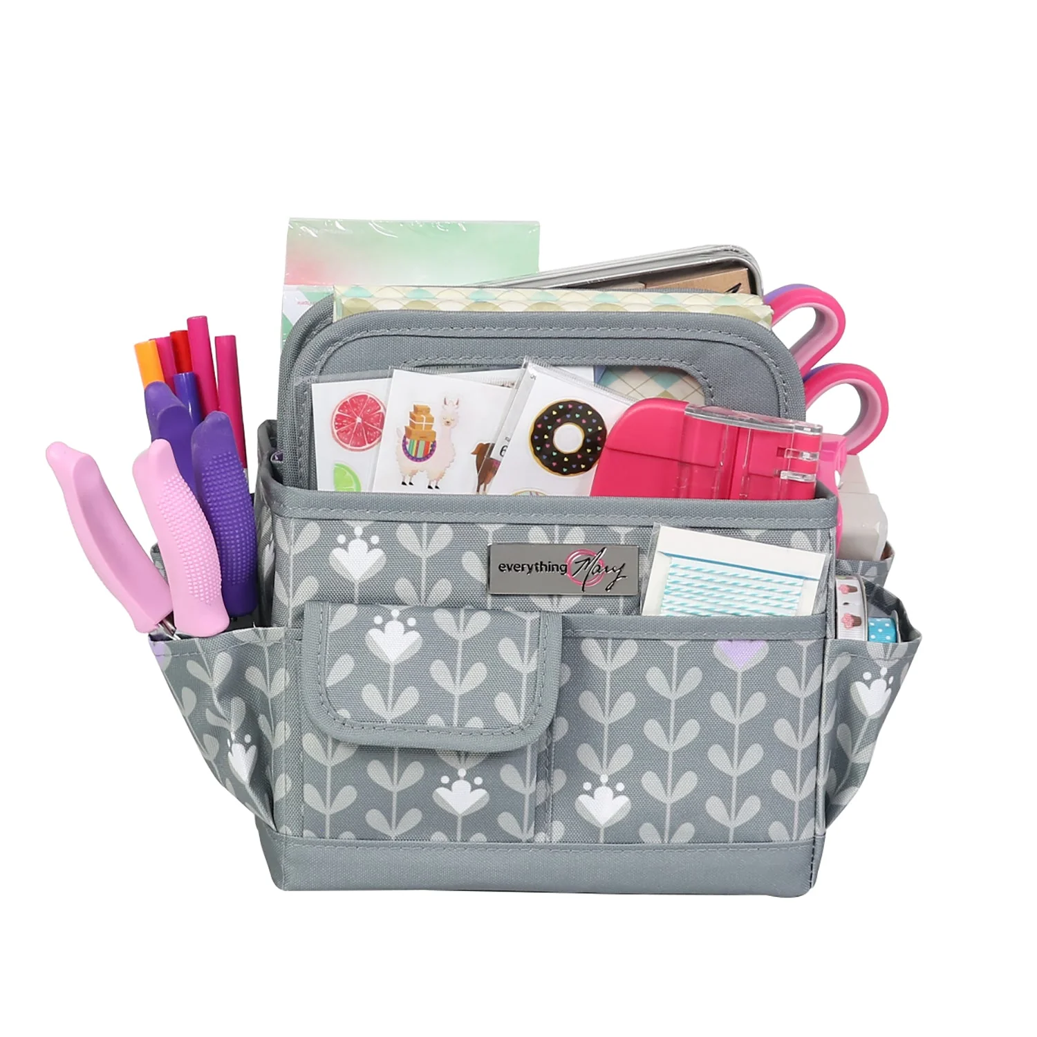 Collapsible Desktop Craft Caddy, Purple Flowers 1 Collapsible Desktop Craft Caddy, Purple Flowers