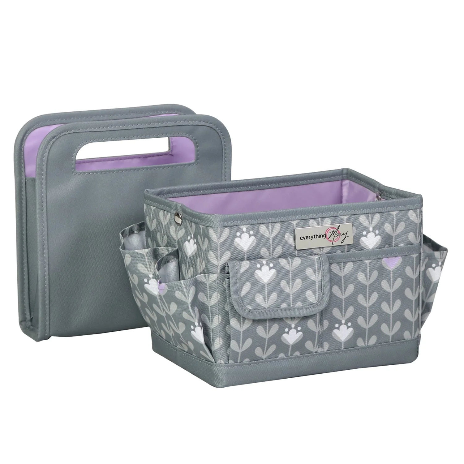 Collapsible Desktop Craft Caddy, Purple Flowers 10 Collapsible Desktop Craft Caddy, Purple Flowers