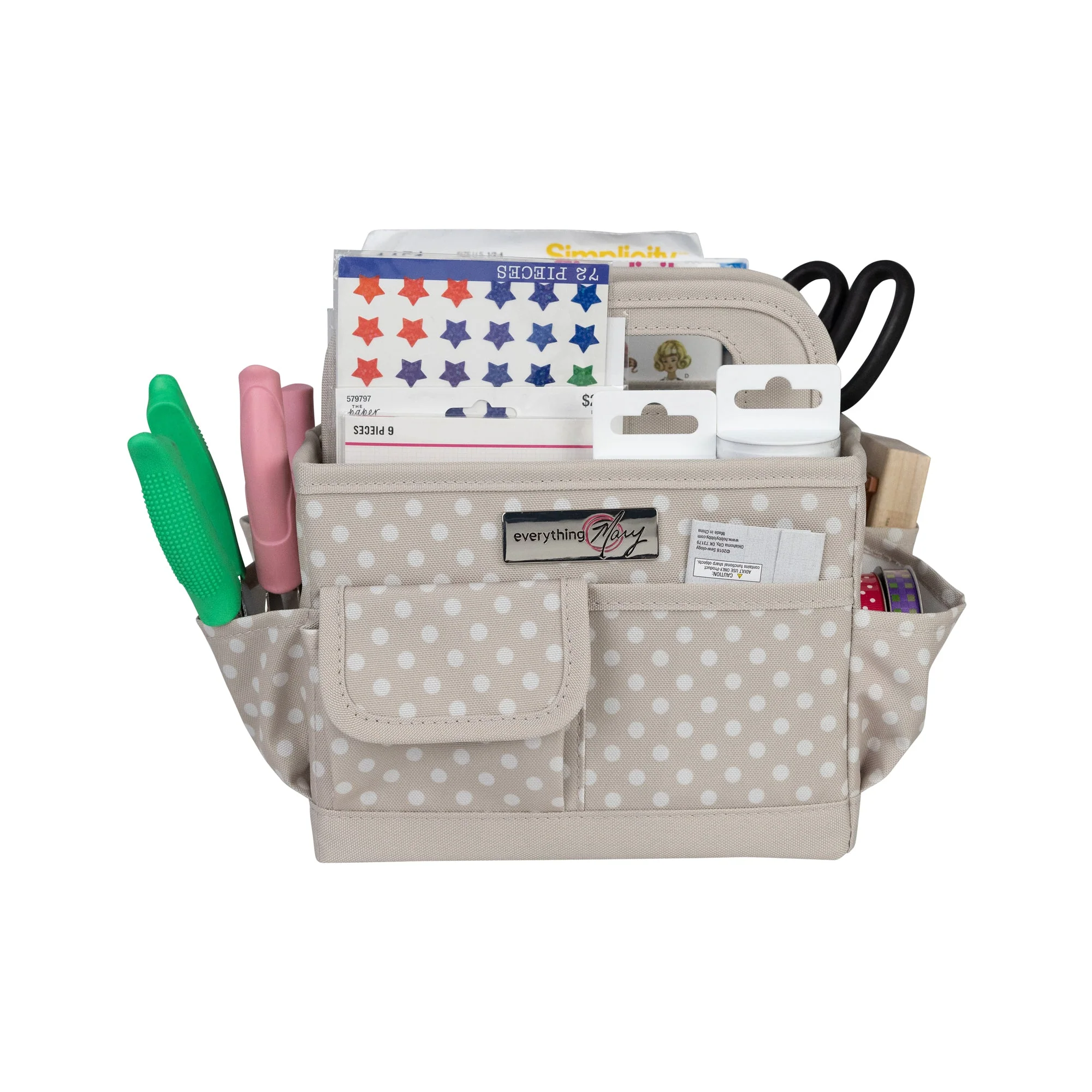 Collapsible Desktop Craft Caddy, Tan Dot 7 Collapsible Desktop Craft Caddy, Tan Dot