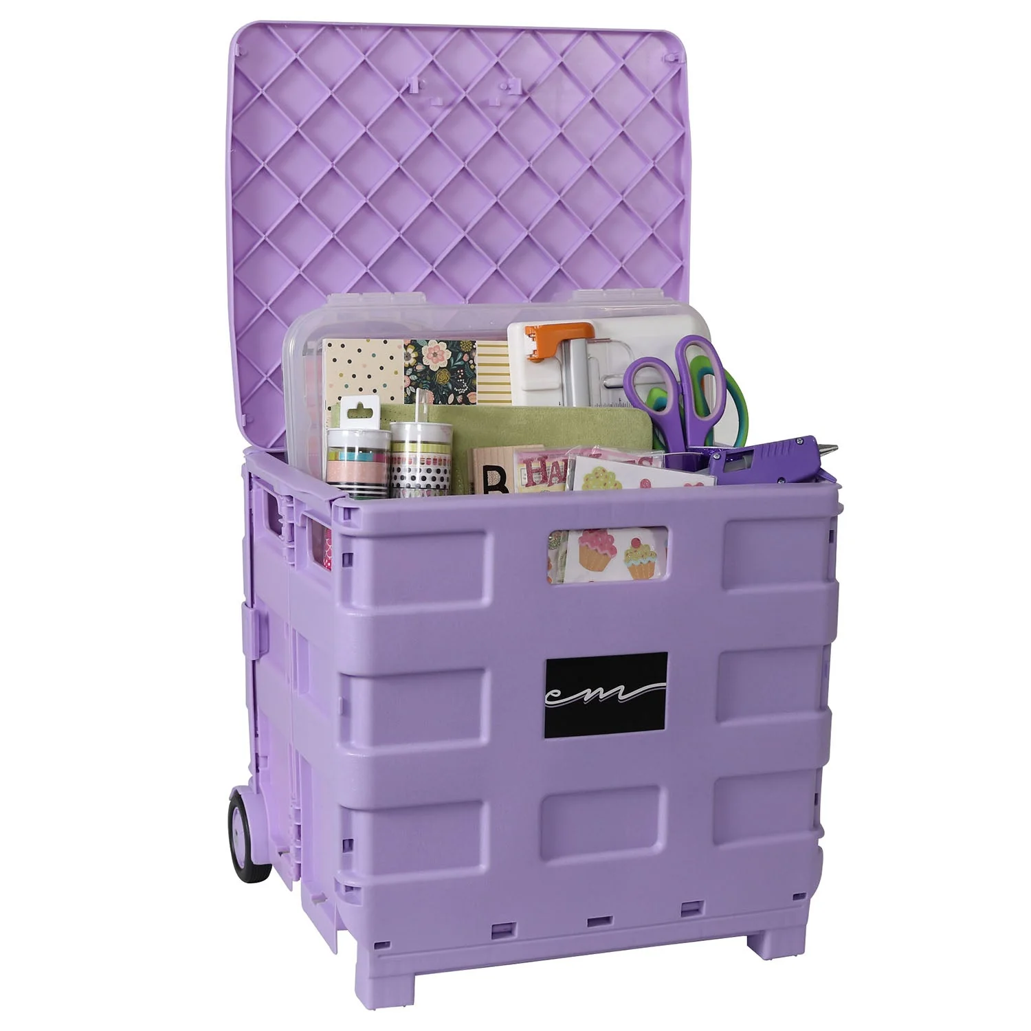 Collapsible Plastic Rolling Craft Cart, Purple 10 Collapsible Plastic Rolling Craft Cart, Purple