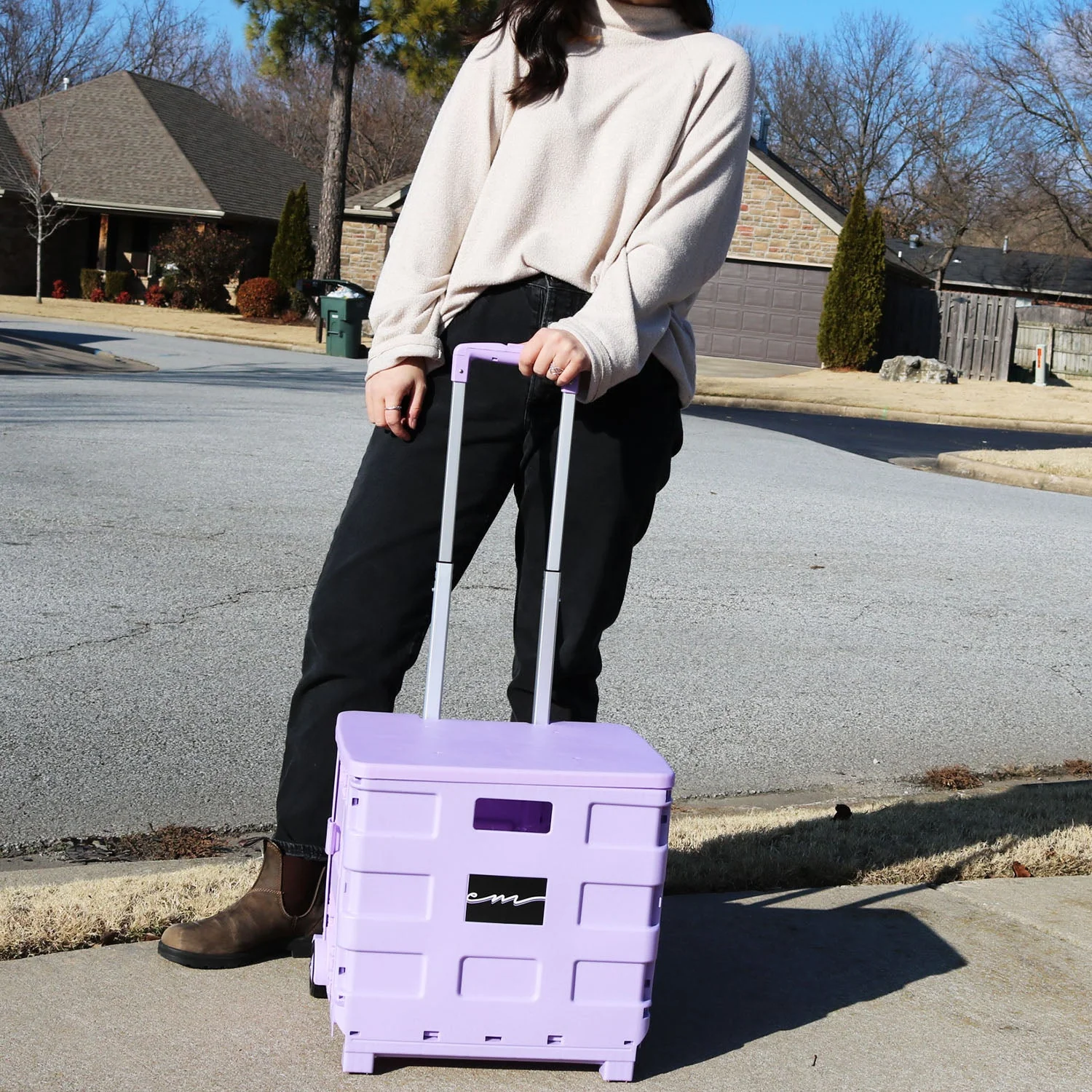 Collapsible Plastic Rolling Craft Cart, Purple 2 Collapsible Plastic Rolling Craft Cart, Purple