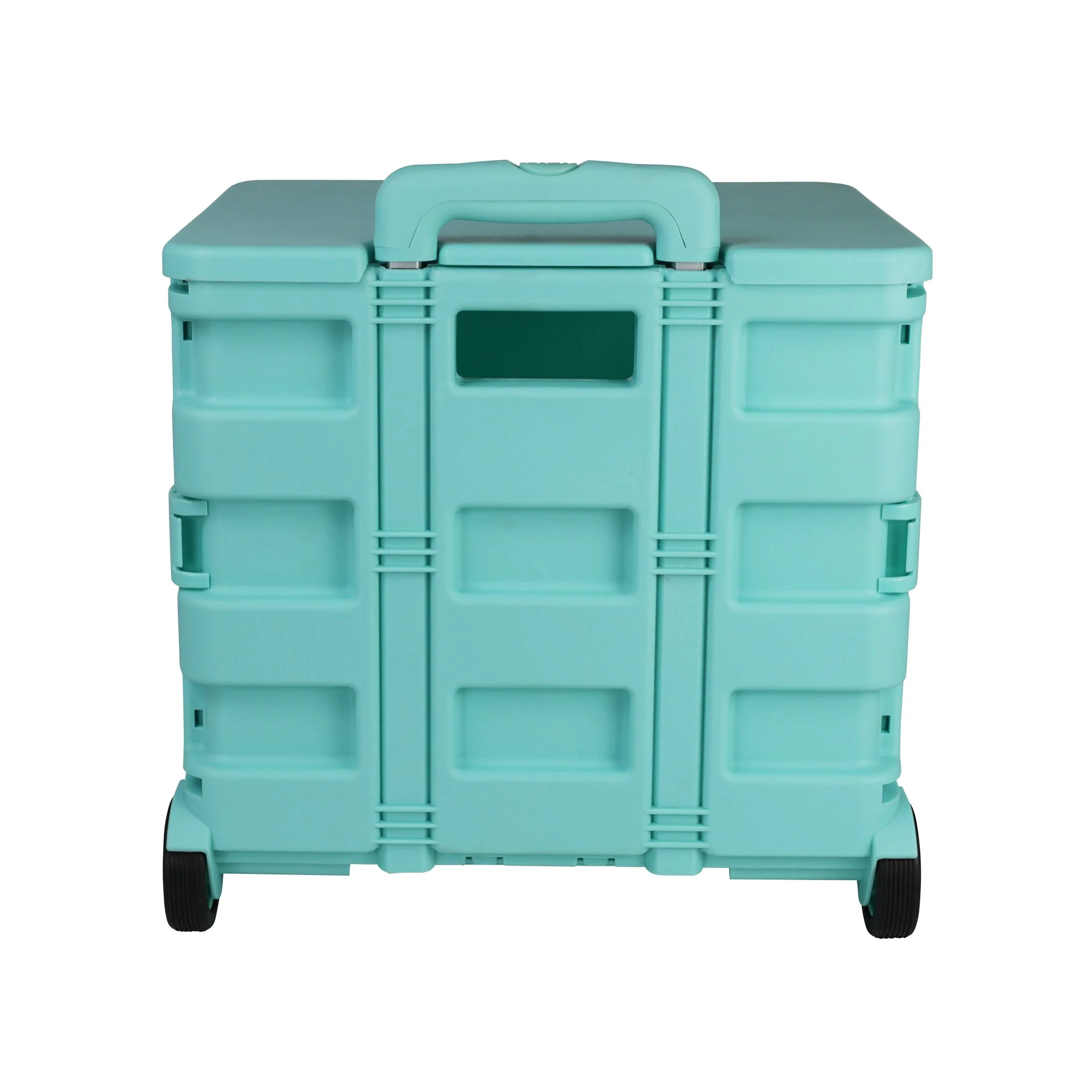 Collapsible Rolling Craft Cart with Lid – Aqua 3 Collapsible Rolling Craft Cart with Lid – Aqua