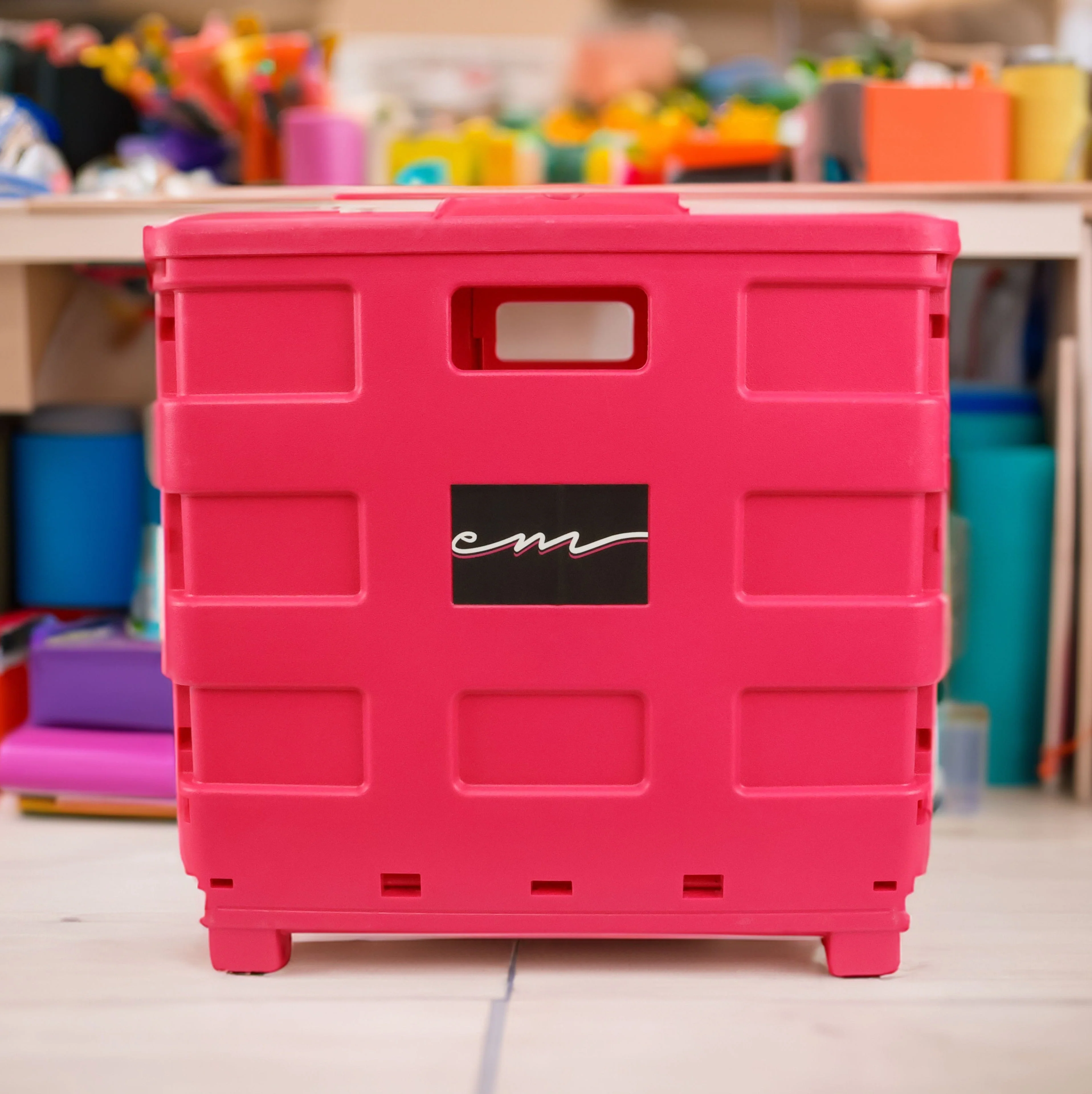Collapsible Rolling Craft Cart with Lid – Pink 11 Collapsible Rolling Craft Cart with Lid – Pink