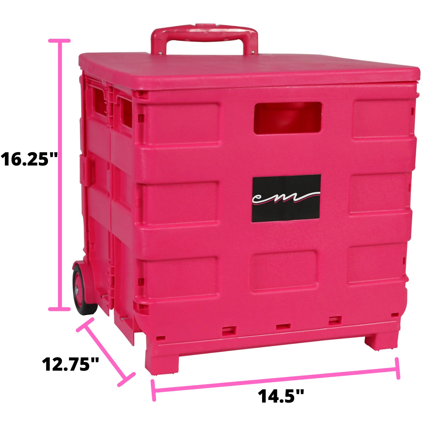 Collapsible Rolling Craft Cart with Lid – Pink 12 Collapsible Rolling Craft Cart with Lid – Pink