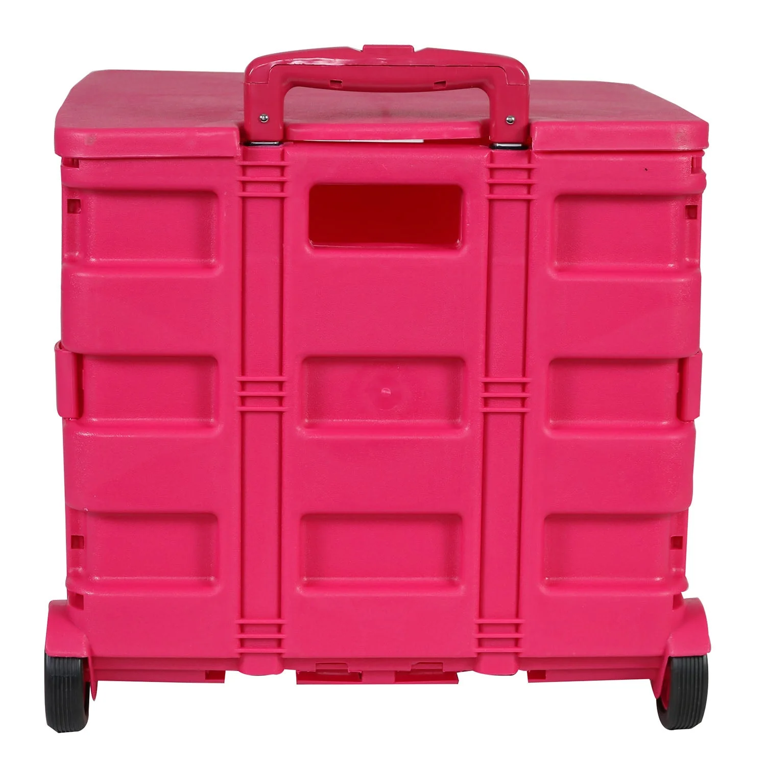 Collapsible Rolling Craft Cart with Lid – Pink 3 Collapsible Rolling Craft Cart with Lid – Pink
