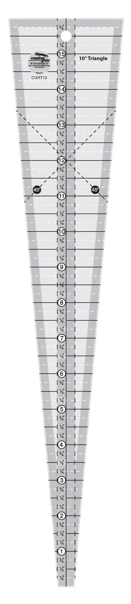 Creative Grids 10 Degree Triangle Ruler 1 Creative Grids 10 Degree Triangle Ruler