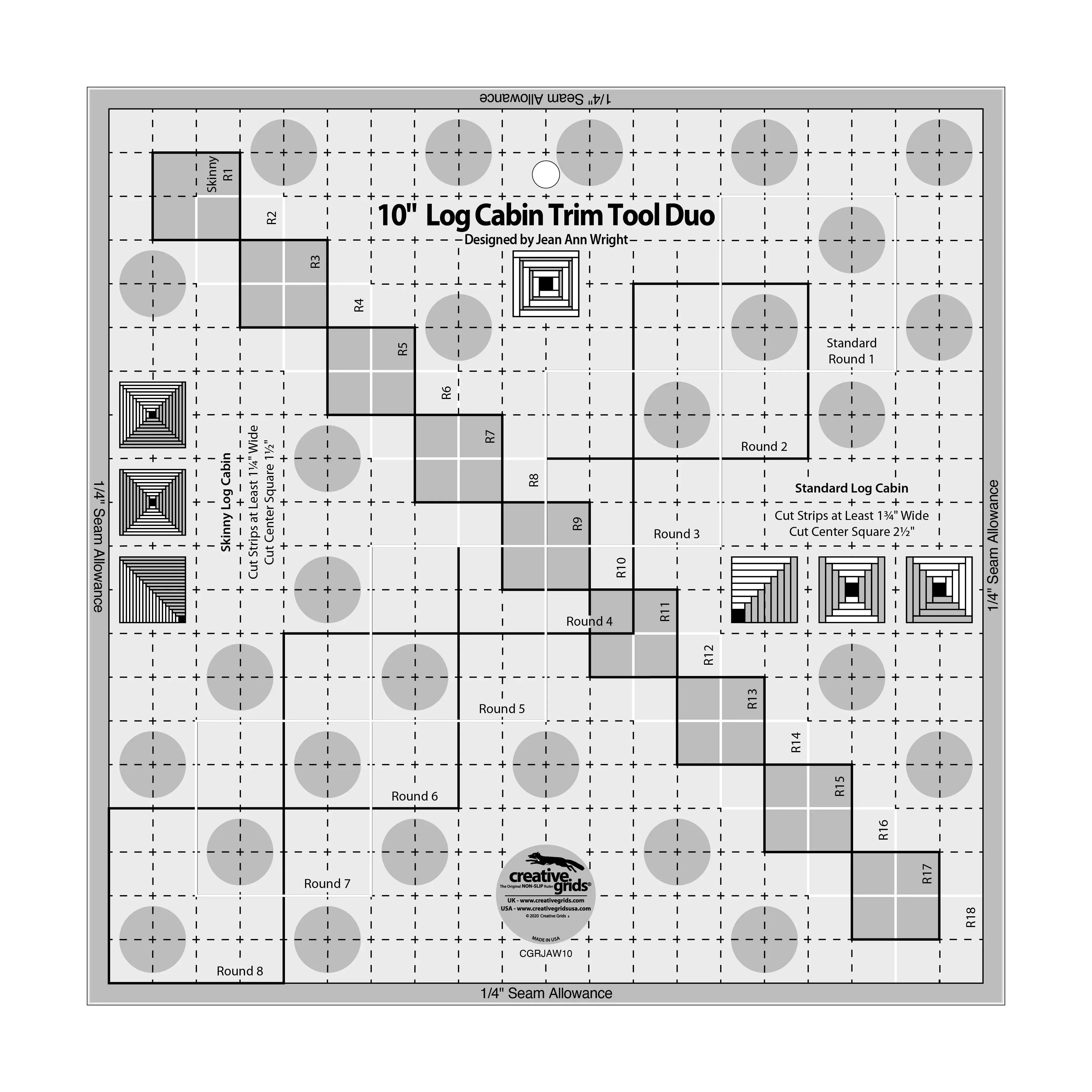 Creative Grids 10in Log Cabin Trim Tool Duo 1 Creative Grids 10in Log Cabin Trim Tool Duo