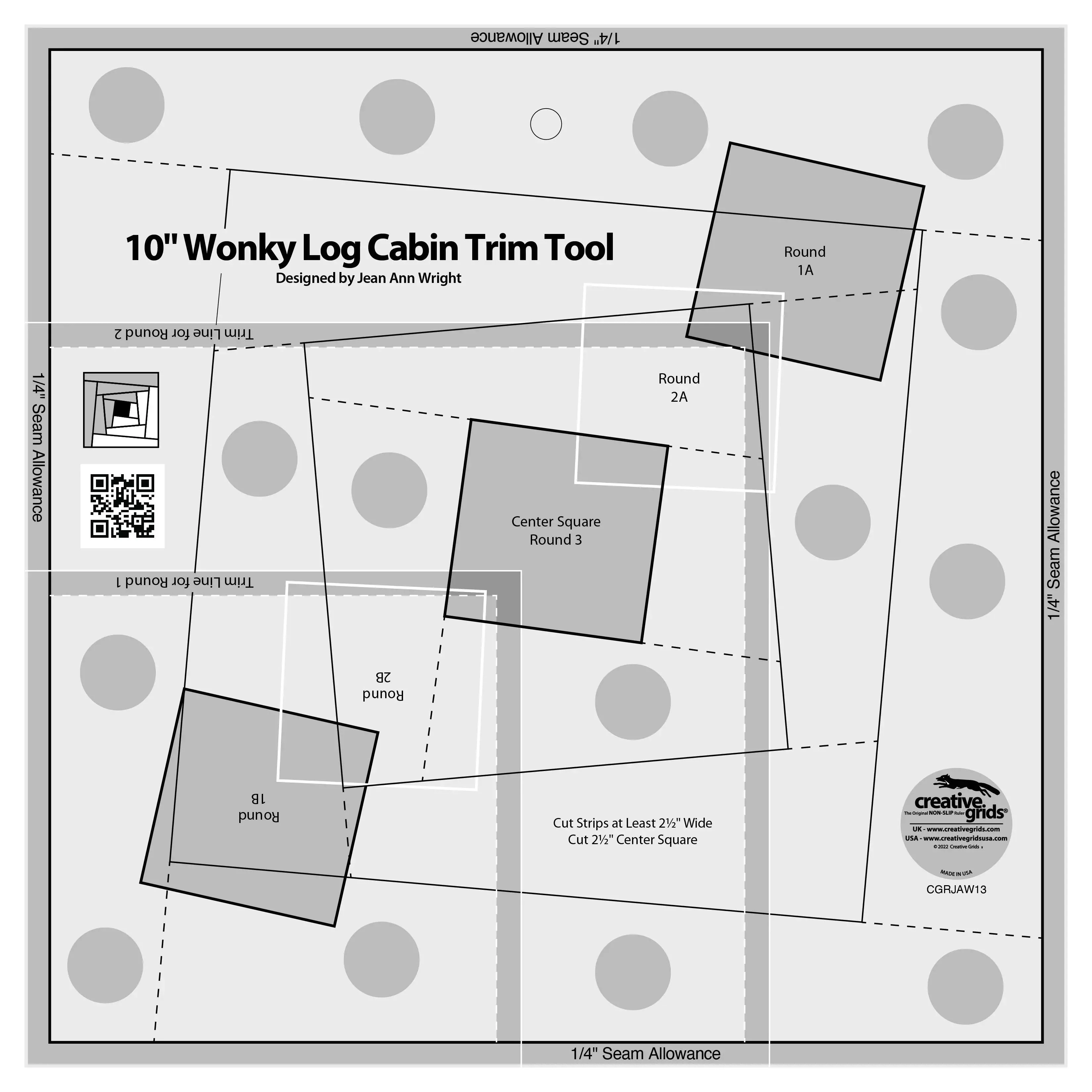 Creative Grids 10in Wonky Log Cabin Trim Tool 1 Creative Grids 10in Wonky Log Cabin Trim Tool