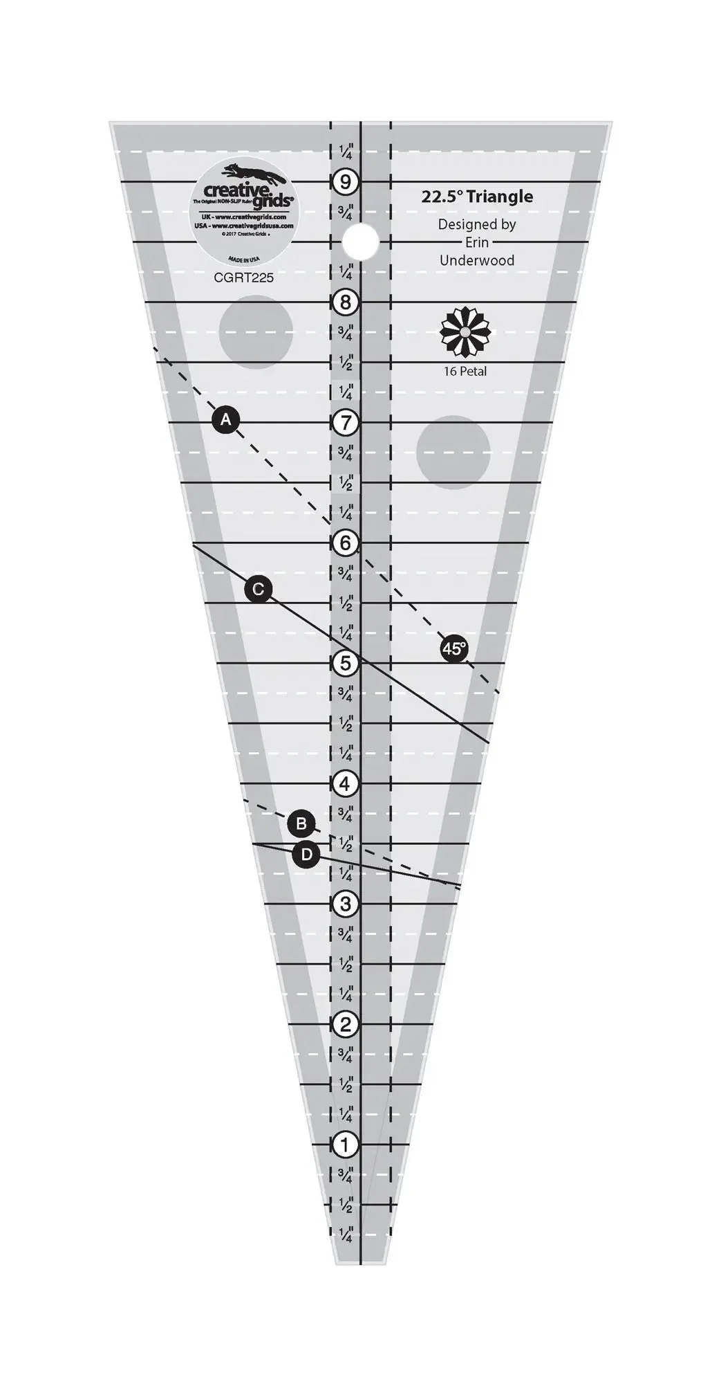 Creative Grids 22-1/2 Degree Triangle Ruler 1 Creative Grids 22-1/2 Degree Triangle Ruler