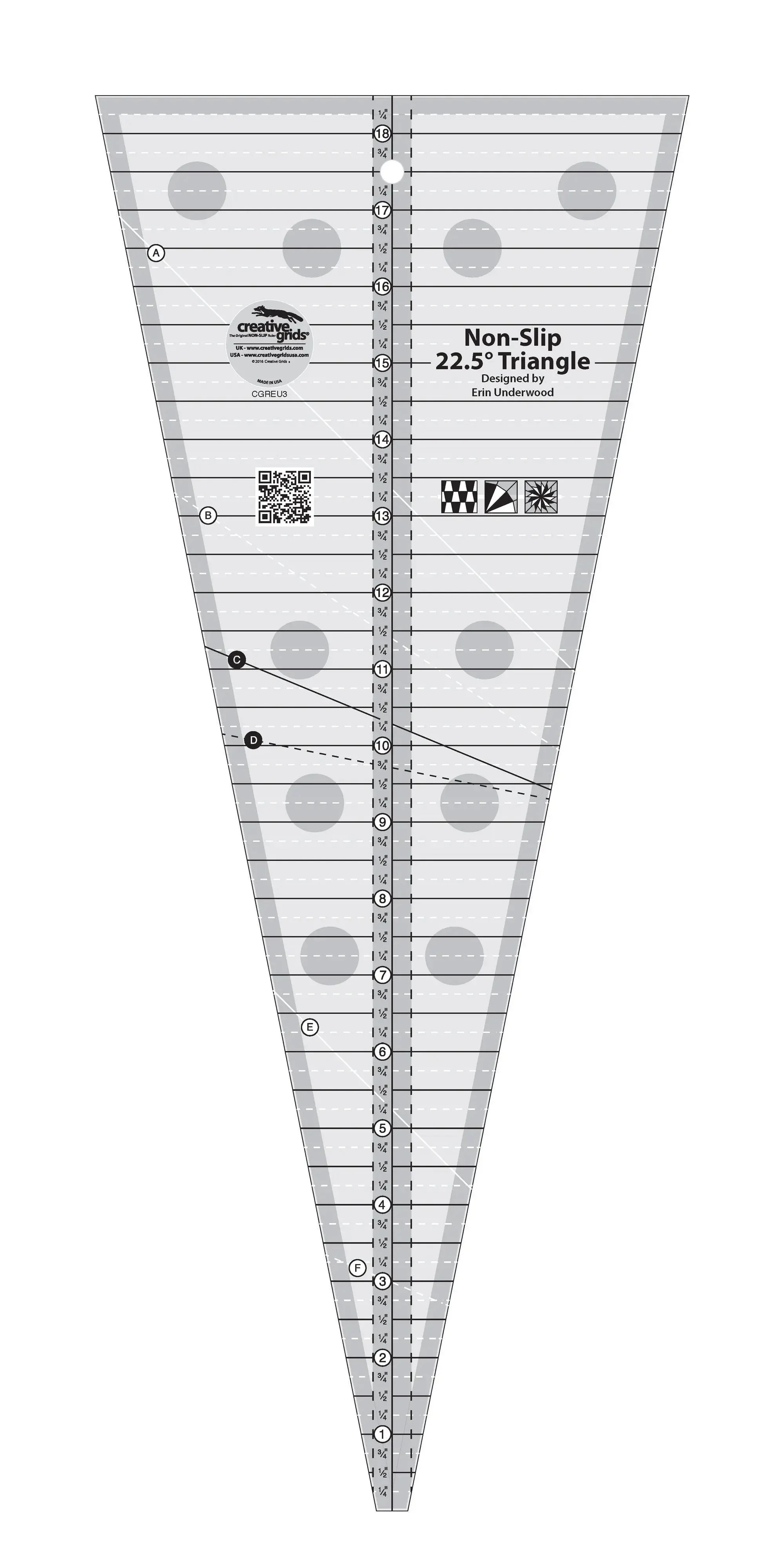 Creative Grids 22.5 Degree Triangle Quilt Ruler 1 Creative Grids 22.5 Degree Triangle Quilt Ruler