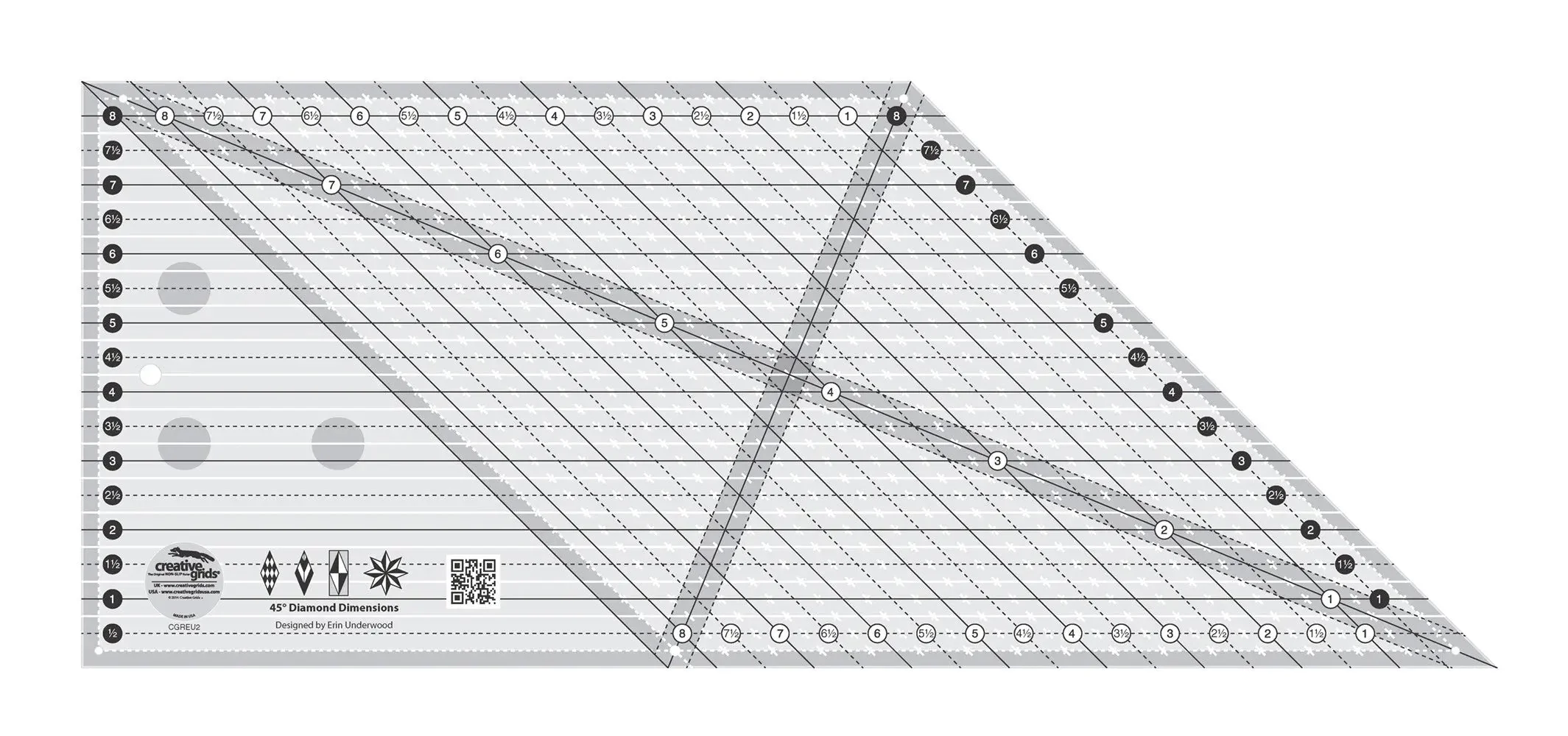 Creative Grids 45 Degree Diamond Dimensions Quilt Ruler 1 Creative Grids 45 Degree Diamond Dimensions Quilt Ruler