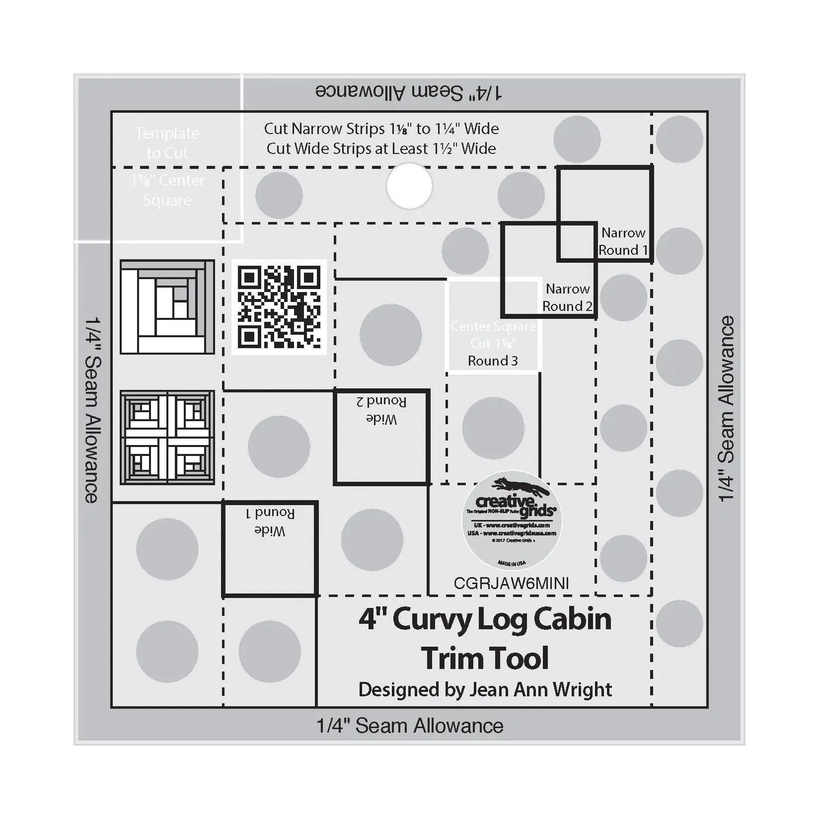 Creative Grids 4in Curvy Log Cabin Trim Tool 1 Creative Grids 4in Curvy Log Cabin Trim Tool