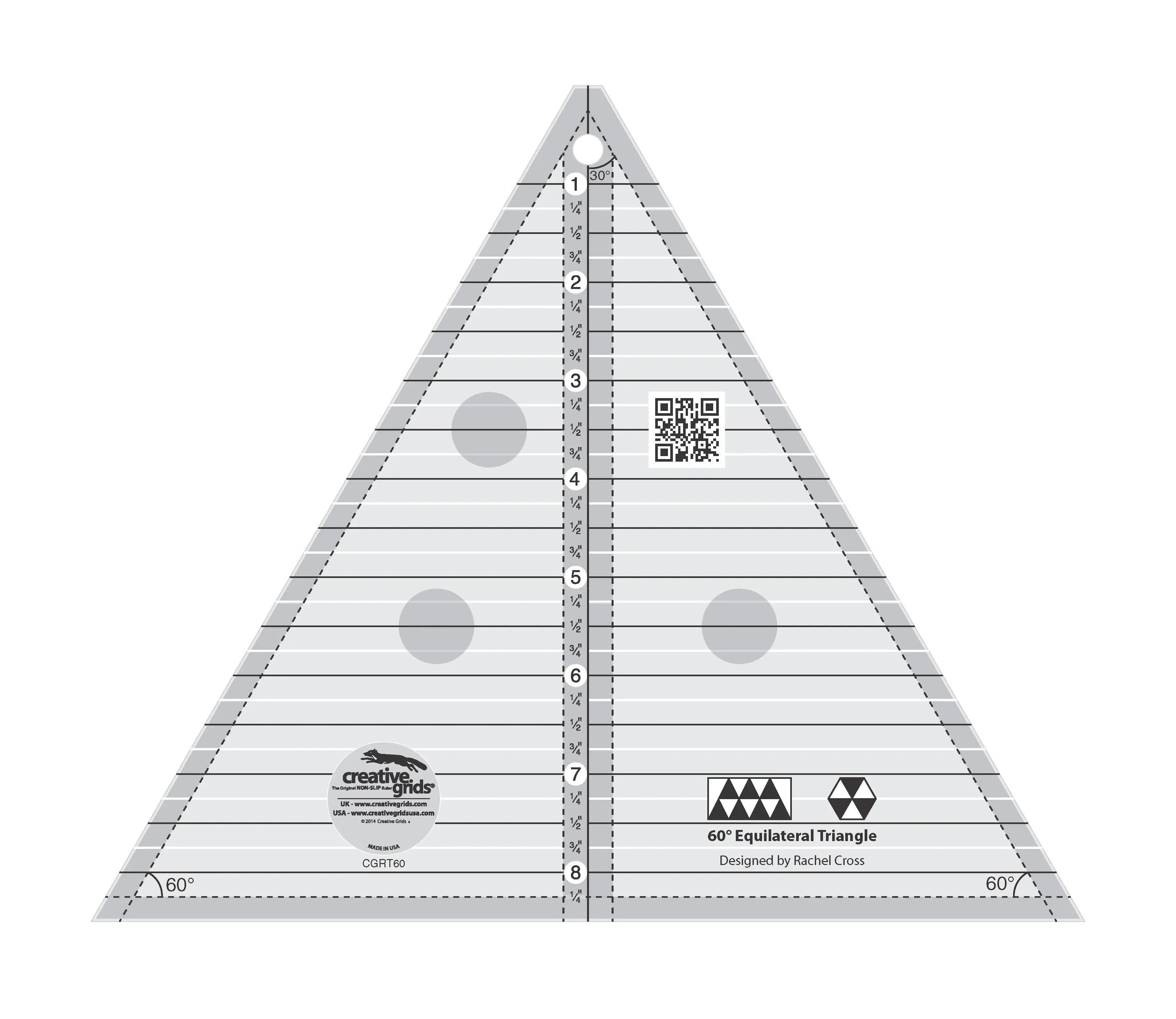 Creative Grids 60 Degree Triangle 8-1/2in Quilt Ruler 1 Creative Grids 60 Degree Triangle 8-1/2in Quilt Ruler