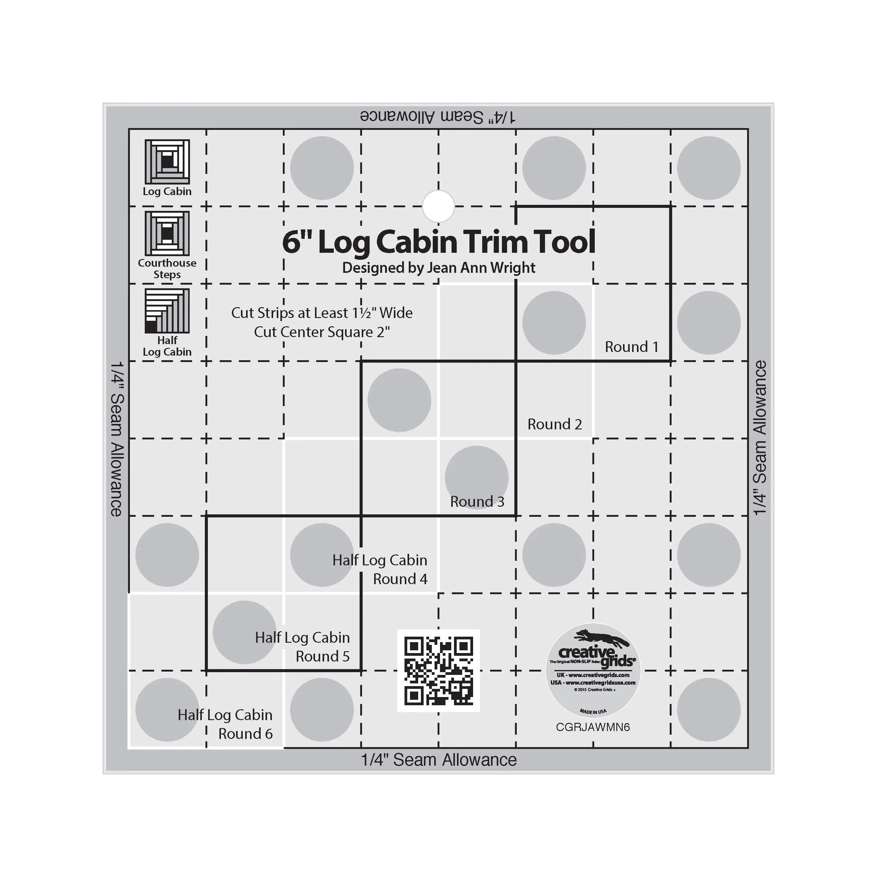 Creative Grids 6in Log Cabin Trim Tool Quilt Ruler 1 Creative Grids 6in Log Cabin Trim Tool Quilt Ruler
