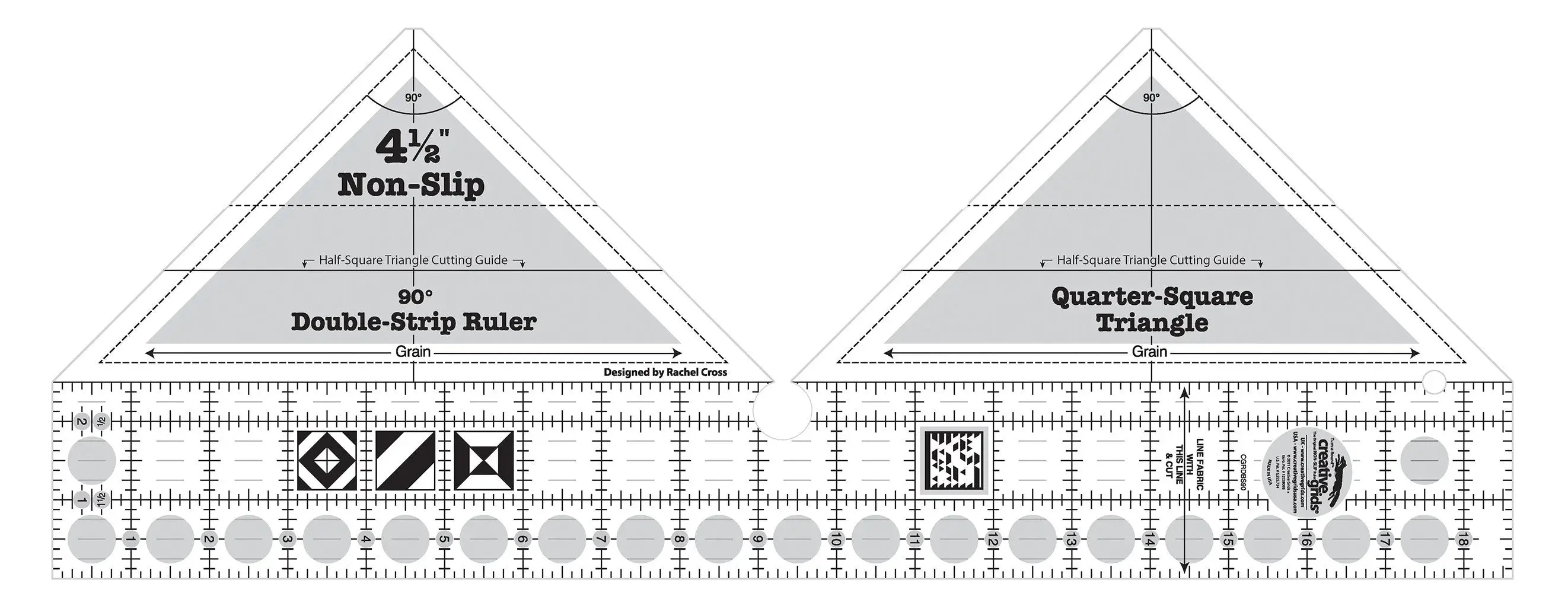 Creative Grids 90 Degree Double-Strip Quilt Ruler 1 Creative Grids 90 Degree Double-Strip Quilt Ruler