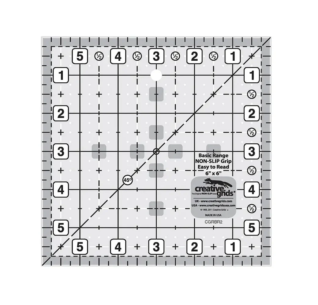 Creative Grids Basic Range 6in Square Quilt Ruler 1 Creative Grids Basic Range 6in Square Quilt Ruler