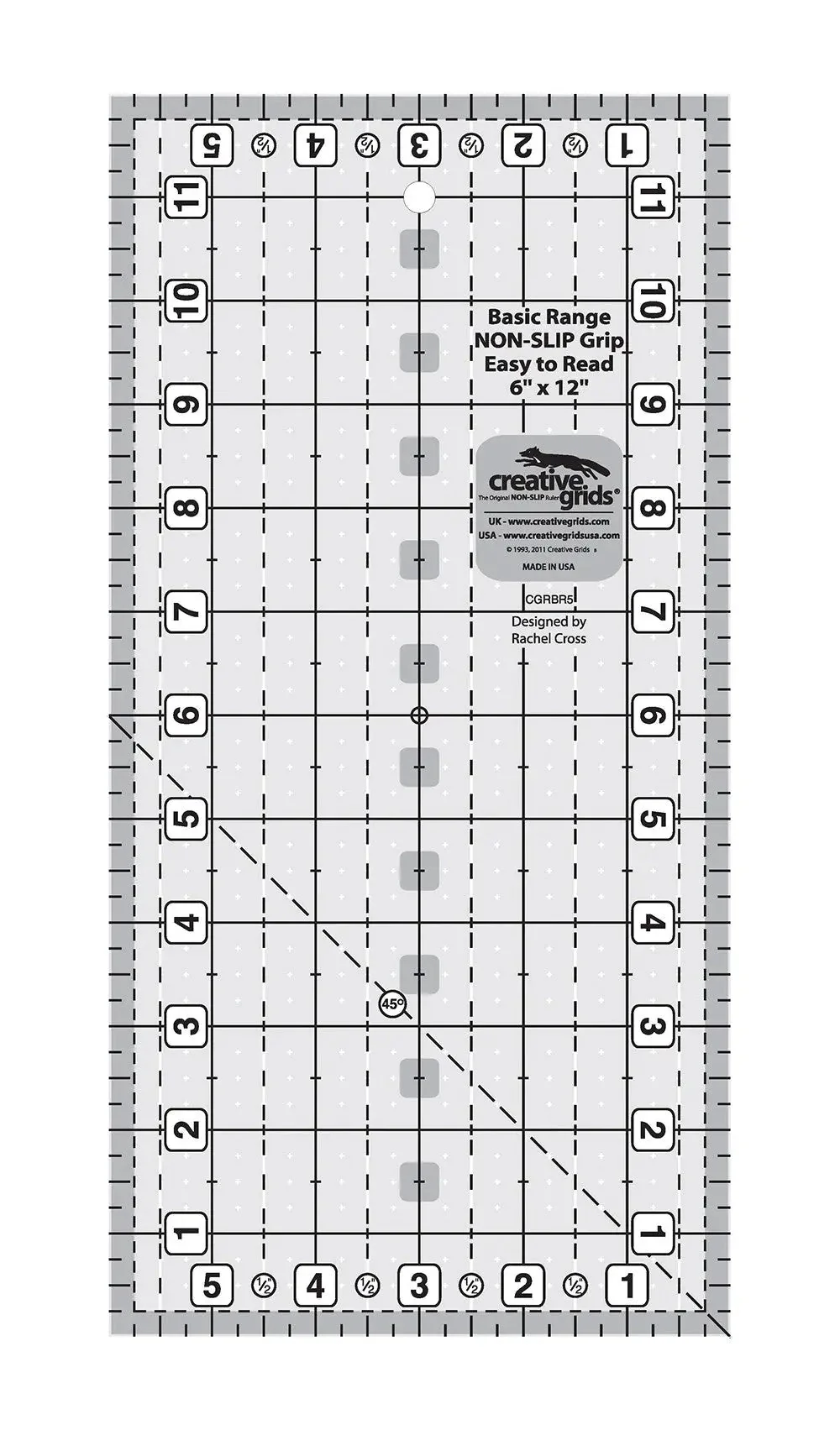 Creative Grids Basic Range 6in x 12in Rectangle Quilt Ruler 1 Creative Grids Basic Range 6in x 12in Rectangle Quilt Ruler