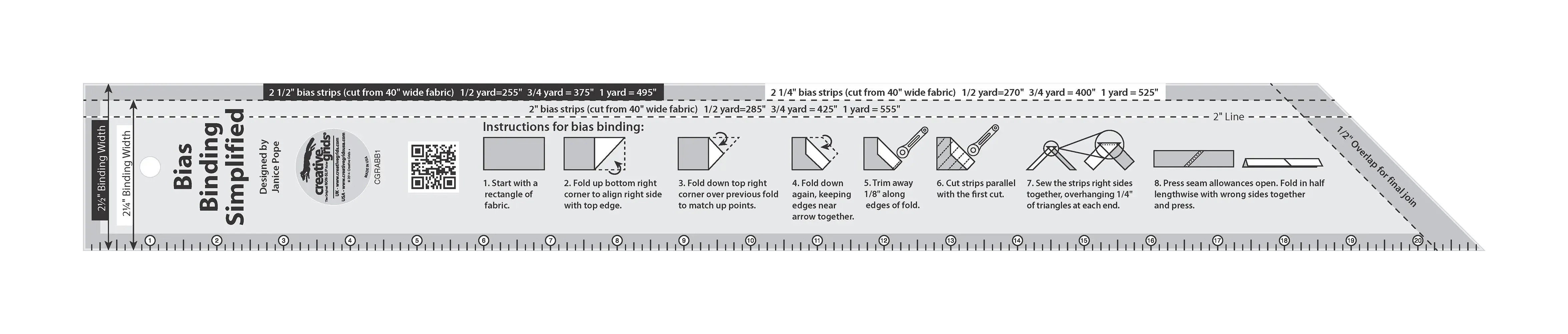 Creative Grids Bias Binding Simplified Quilt Ruler 1 Creative Grids Bias Binding Simplified Quilt Ruler