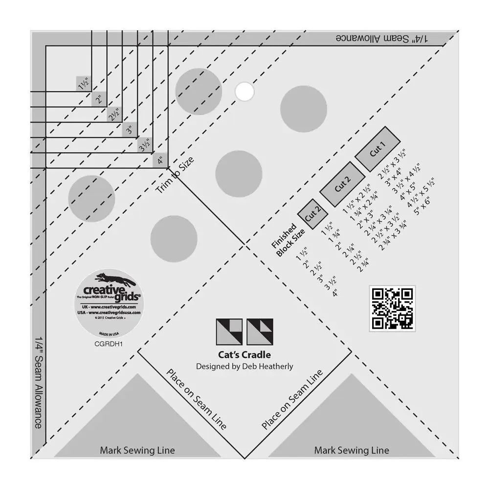 Creative Grids Cat's Cradle Tool Quilt Ruler 1 Creative Grids Cat's Cradle Tool Quilt Ruler