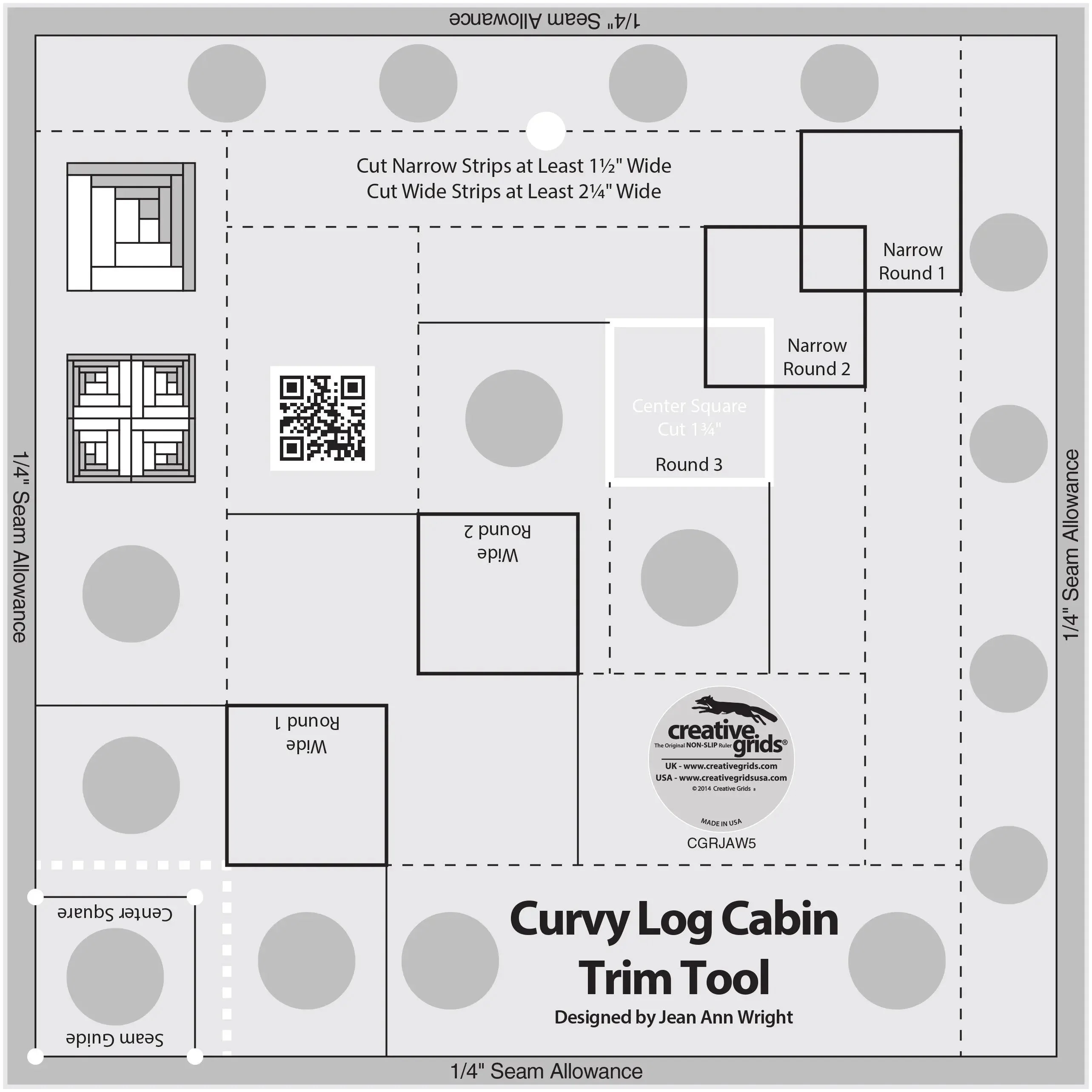 Creative Grids Curvy Log Cabin Trim Tool 8in Finished Blocks 1 Creative Grids Curvy Log Cabin Trim Tool 8in Finished Blocks