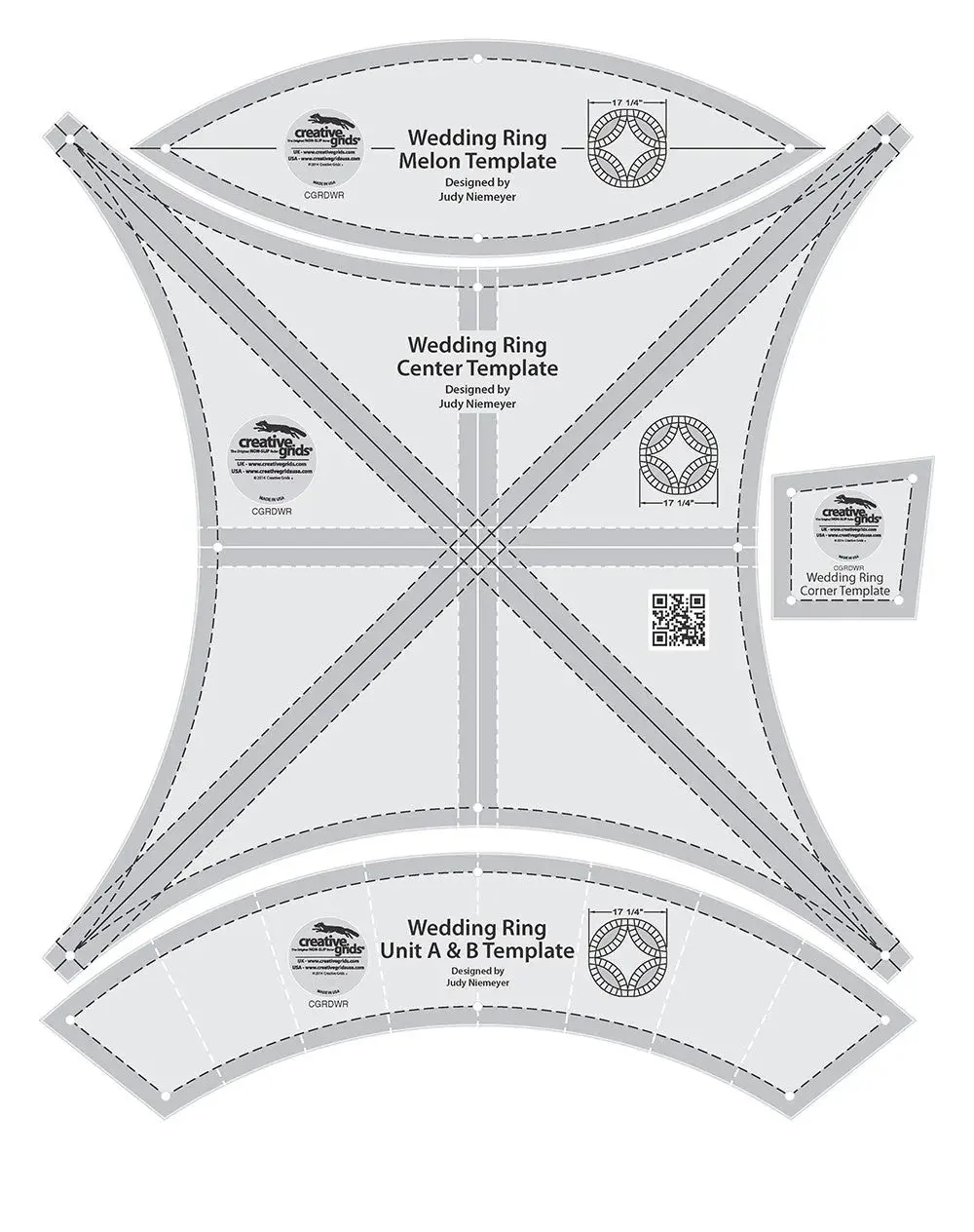 Creative Grids Double Wedding Ring Templates Quilt Ruler 1 Creative Grids Double Wedding Ring Templates Quilt Ruler