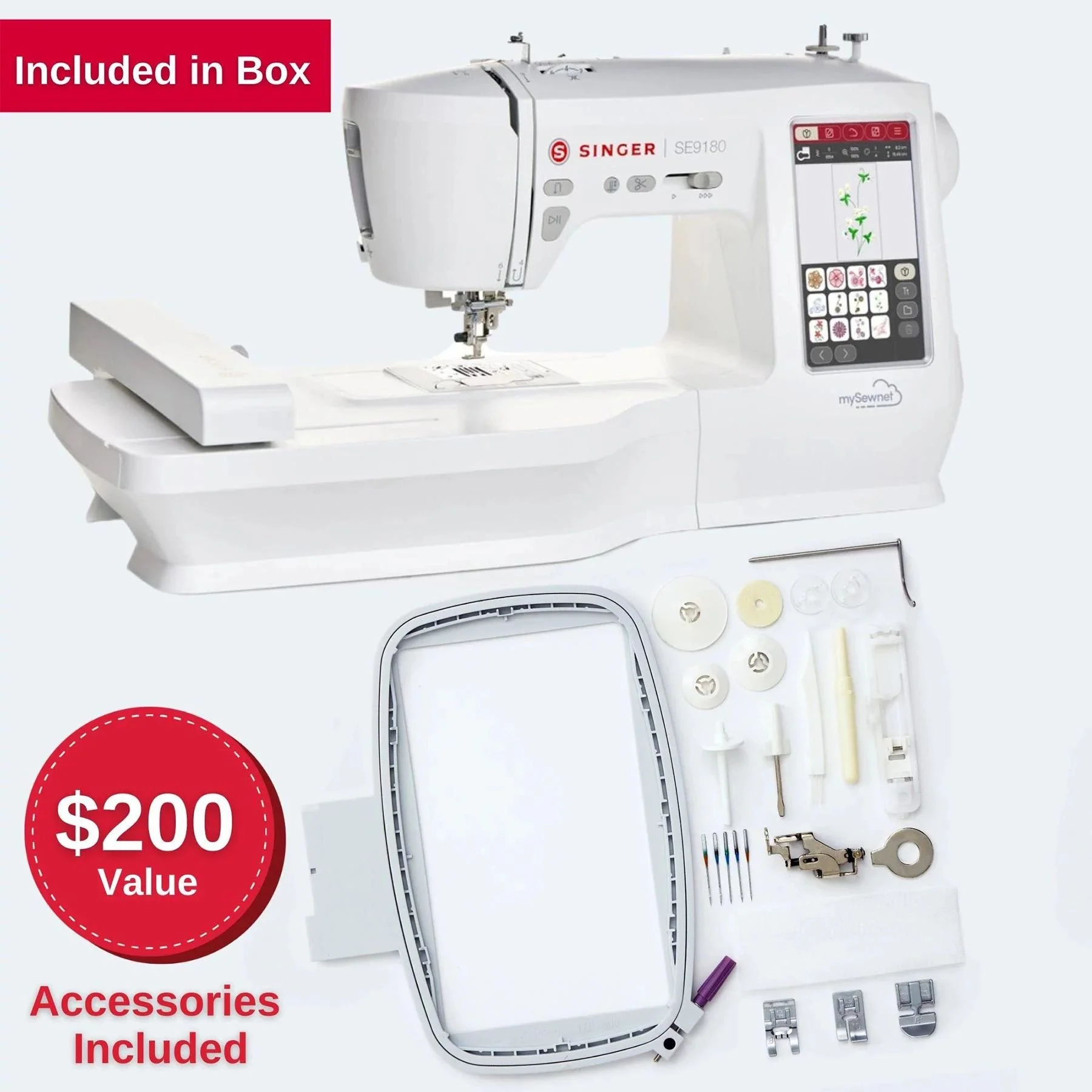 SINGER® SE9180 Sewing & Embroidery Machine & Hoops Bundle 5 SINGER® SE9180 Sewing & Embroidery Machine & Hoops Bundle