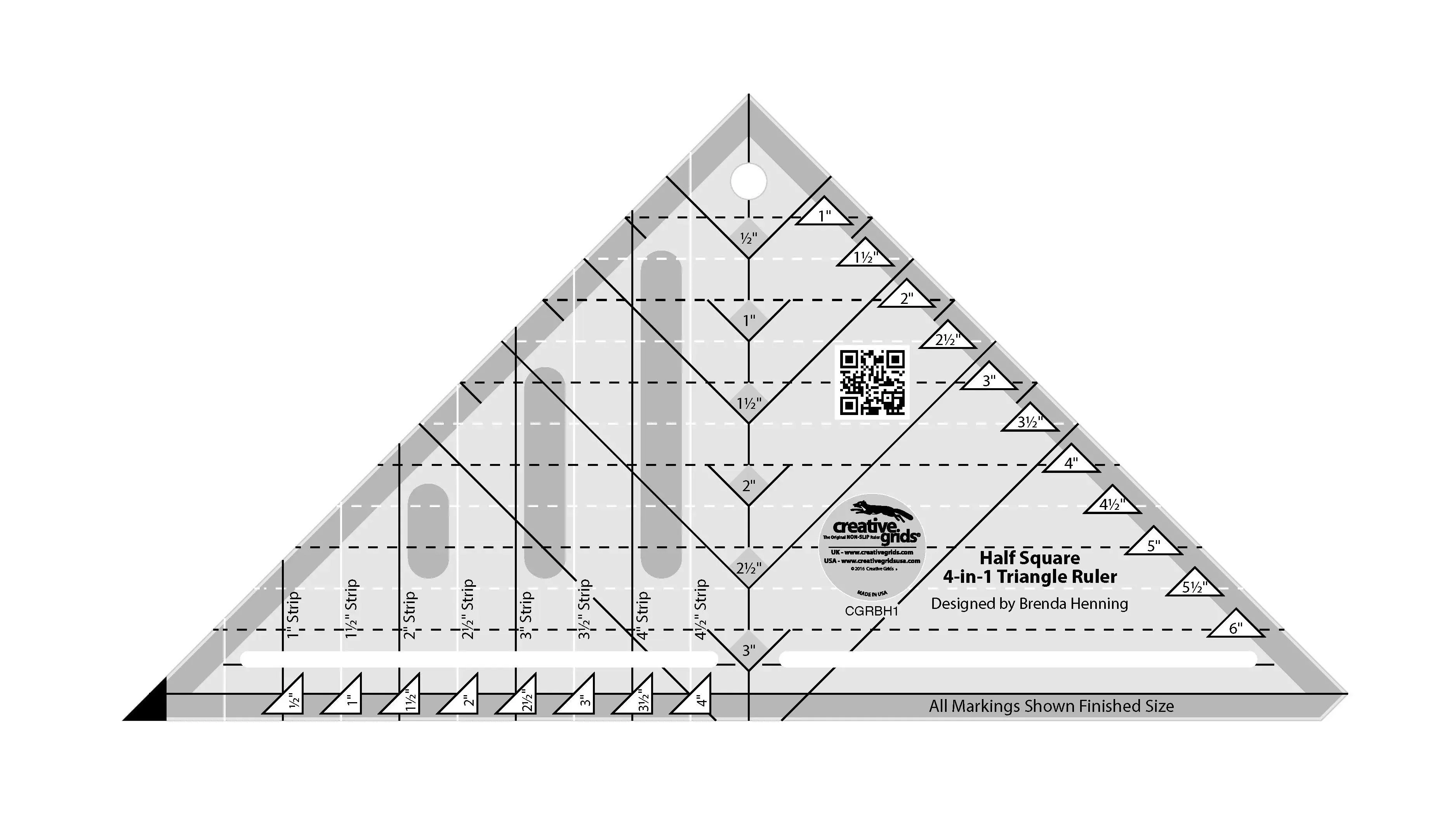 Creative Grids Half-Square 4-in-1 Triangle Quilt Ruler 1 Creative Grids Half-Square 4-in-1 Triangle Quilt Ruler