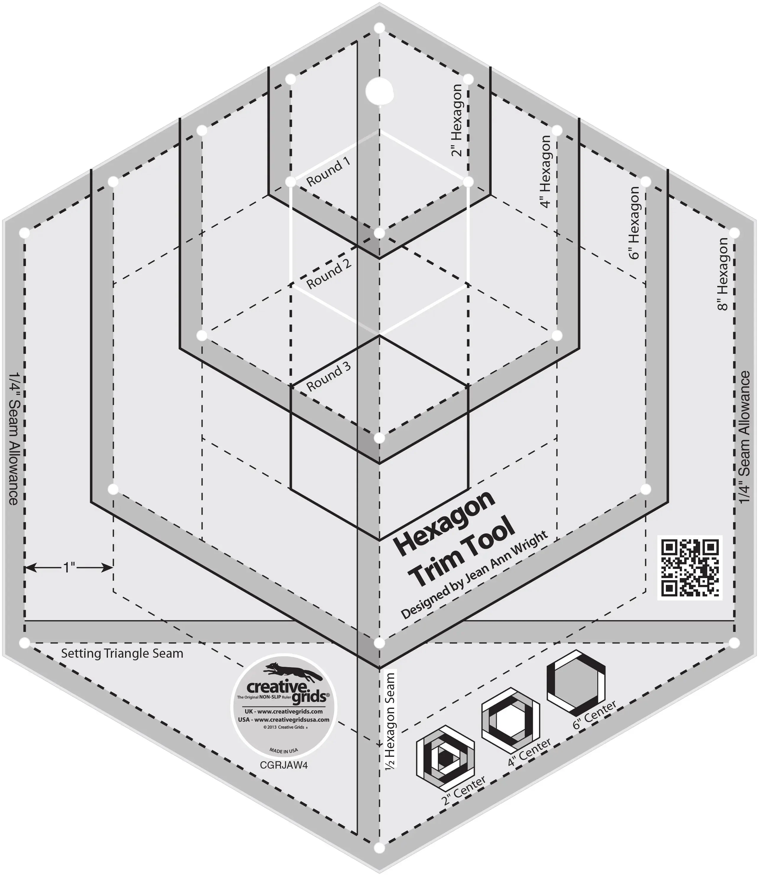 Creative Grids Hexagon Trim Tool Quilt Ruler 1 Creative Grids Hexagon Trim Tool Quilt Ruler