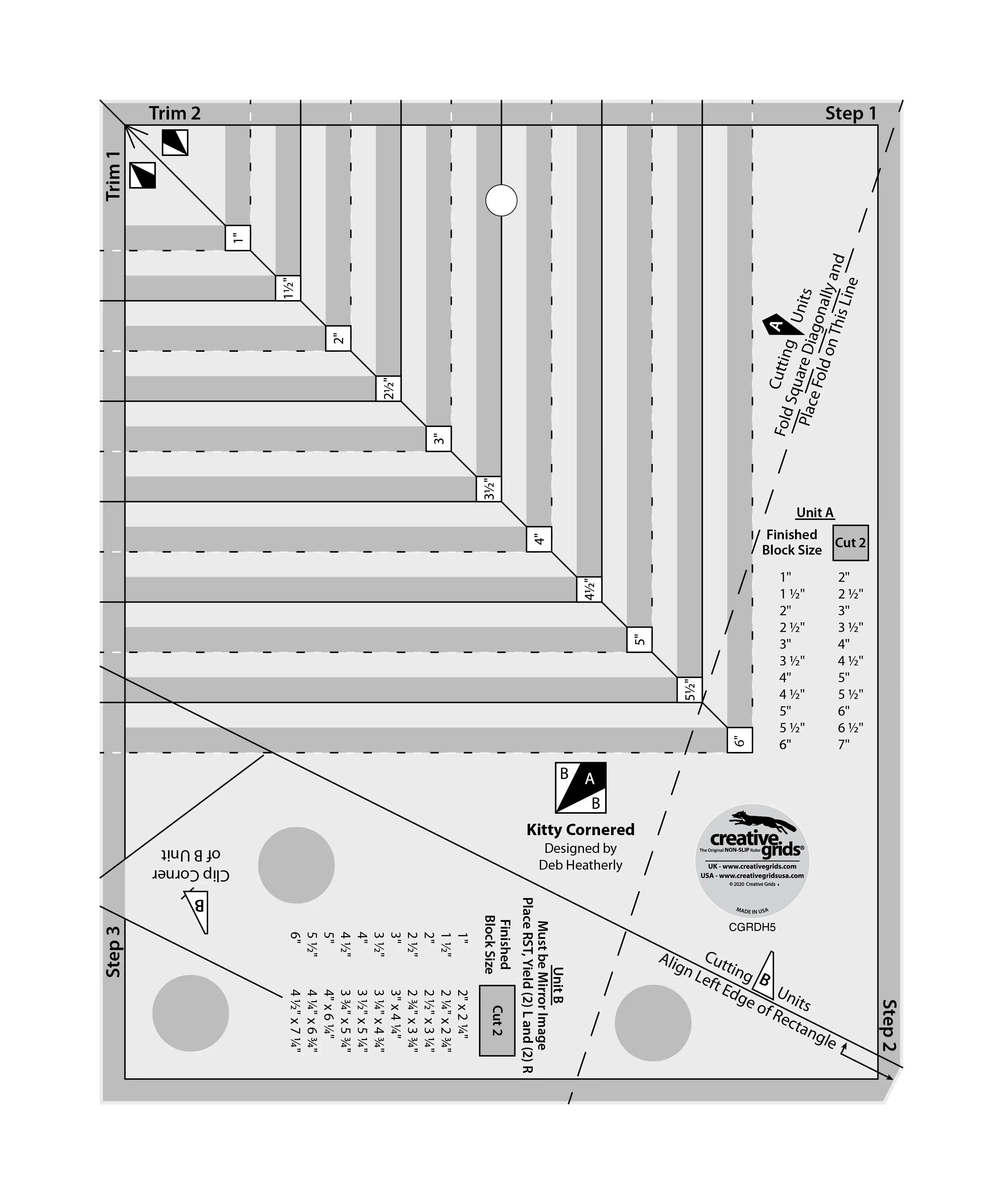 Creative Grids Kitty Cornered Ruler 1 Creative Grids Kitty Cornered Ruler