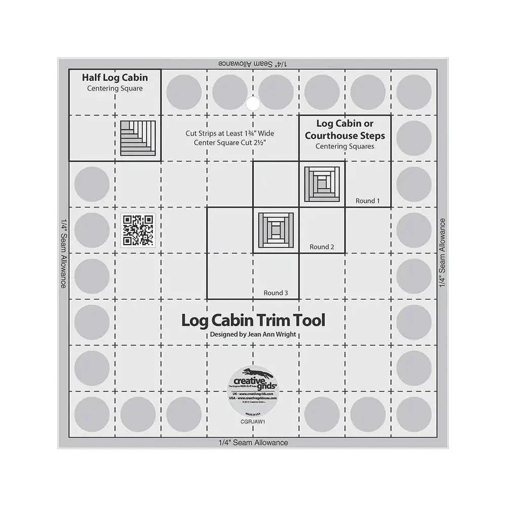 Creative Grids Log Cabin Trim Tool for 8in Finished Blocks Quilt Ruler 1 Creative Grids Log Cabin Trim Tool for 8in Finished Blocks Quilt Ruler