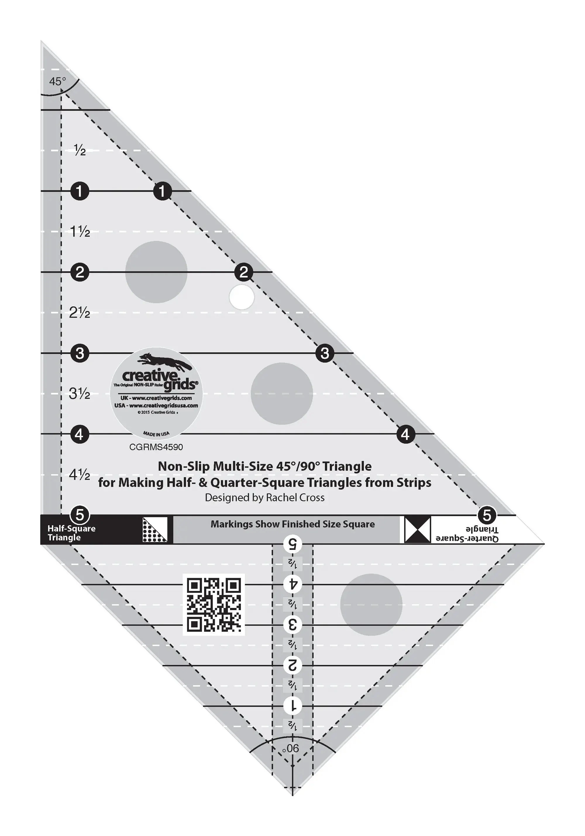 Creative Grids Multi Size Triangle 45 and 90 Degrees Quilt Ruler 1 Creative Grids Multi Size Triangle 45 and 90 Degrees Quilt Ruler