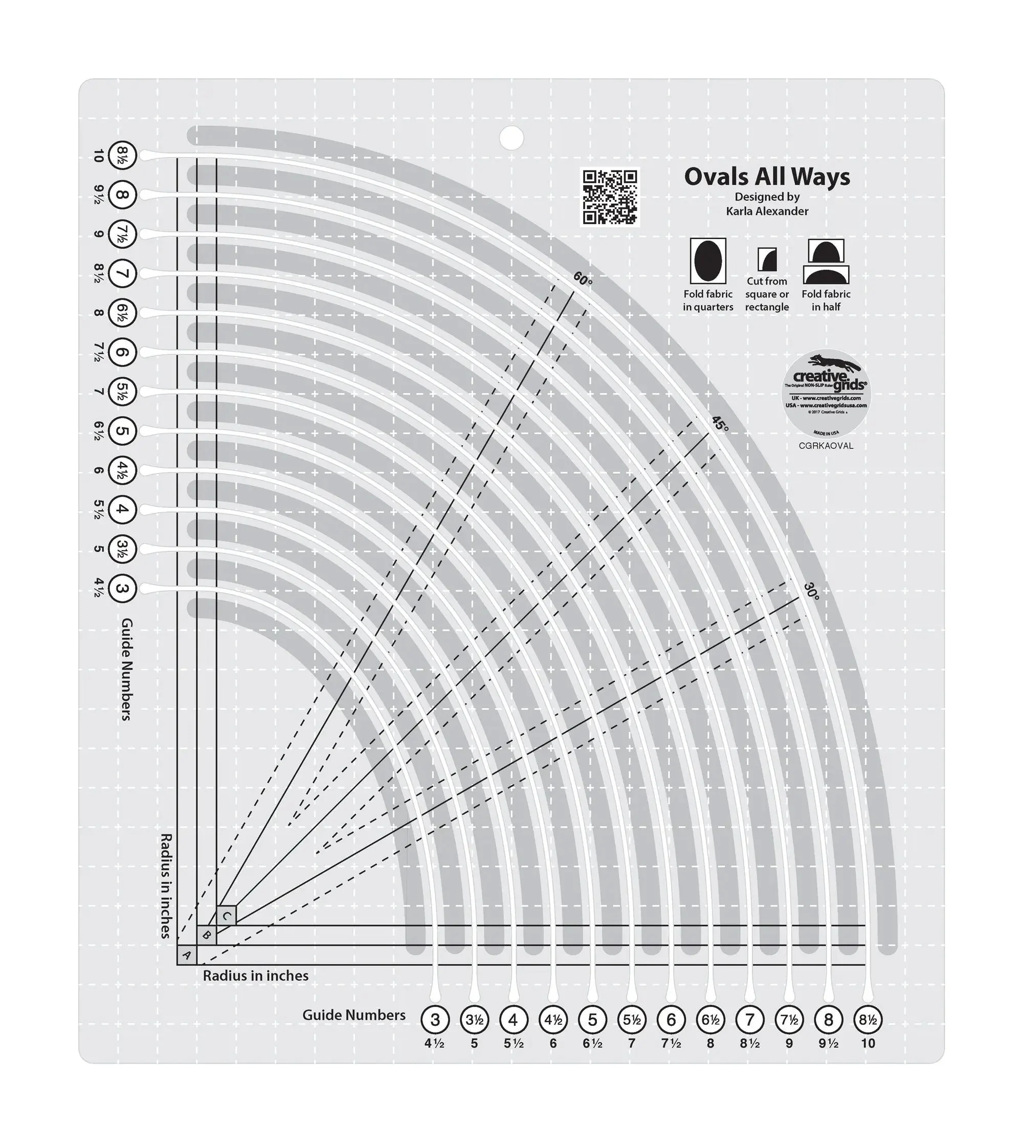 Creative Grids Ovals All Ways Quilt Ruler 1 Creative Grids Ovals All Ways Quilt Ruler