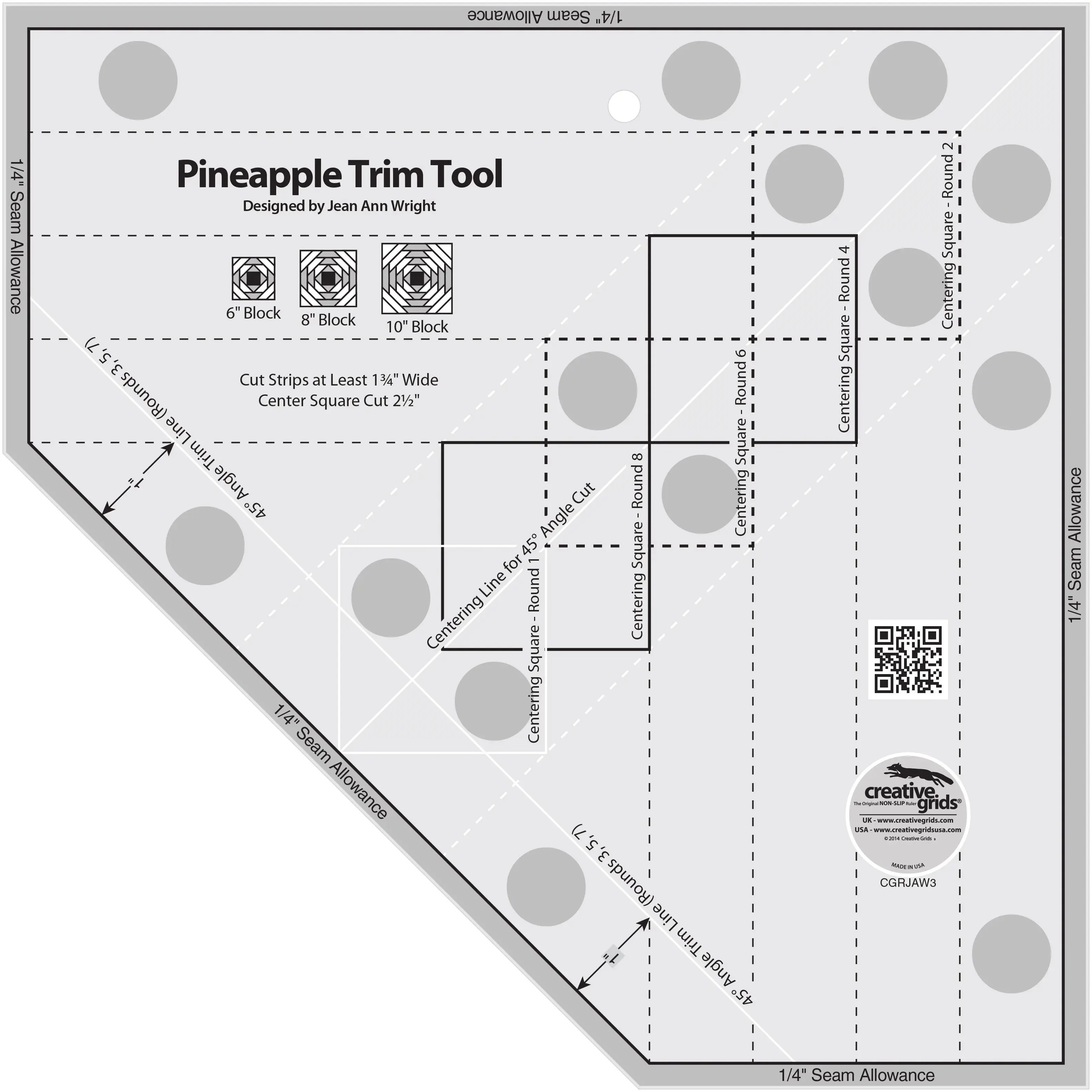 Creative Grids Pineapple Trim Tool for 6, 8 or 10in Finished Blocks 1 Creative Grids Pineapple Trim Tool for 6, 8 or 10in Finished Blocks