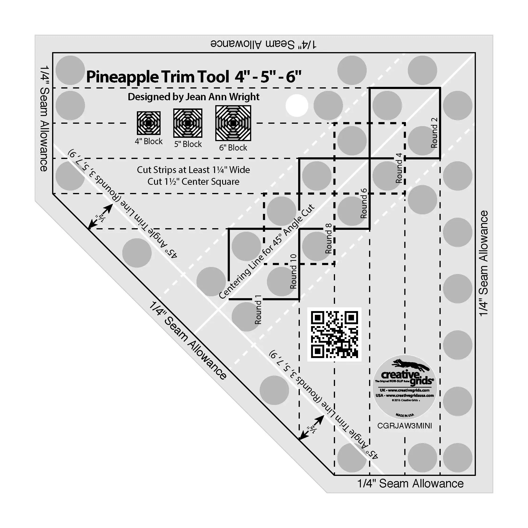 Creative Grids Pineapple Trim Tool Mini Quilt Ruler 1 Creative Grids Pineapple Trim Tool Mini Quilt Ruler
