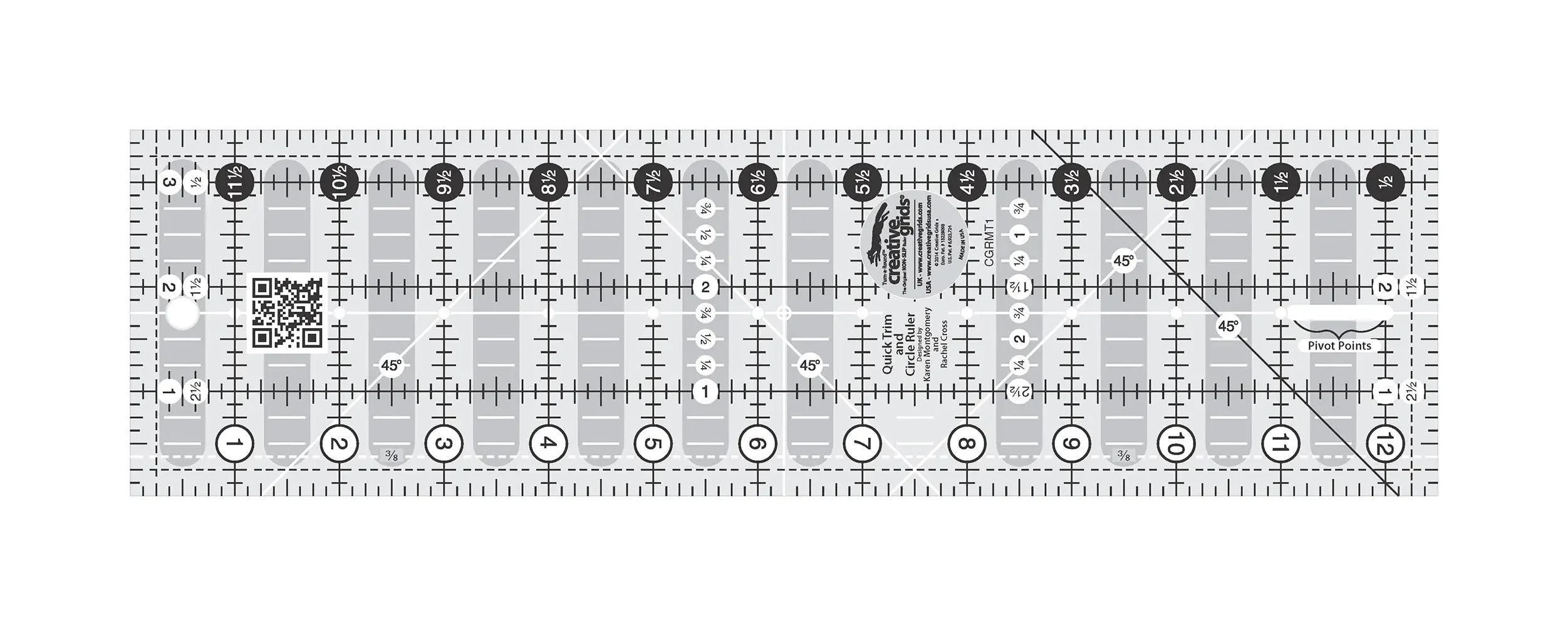 Creative Grids Quick Trim Ruler 3-1/2in X 12-1/2in Rectangle 1 Creative Grids Quick Trim Ruler 3-1/2in X 12-1/2in Rectangle
