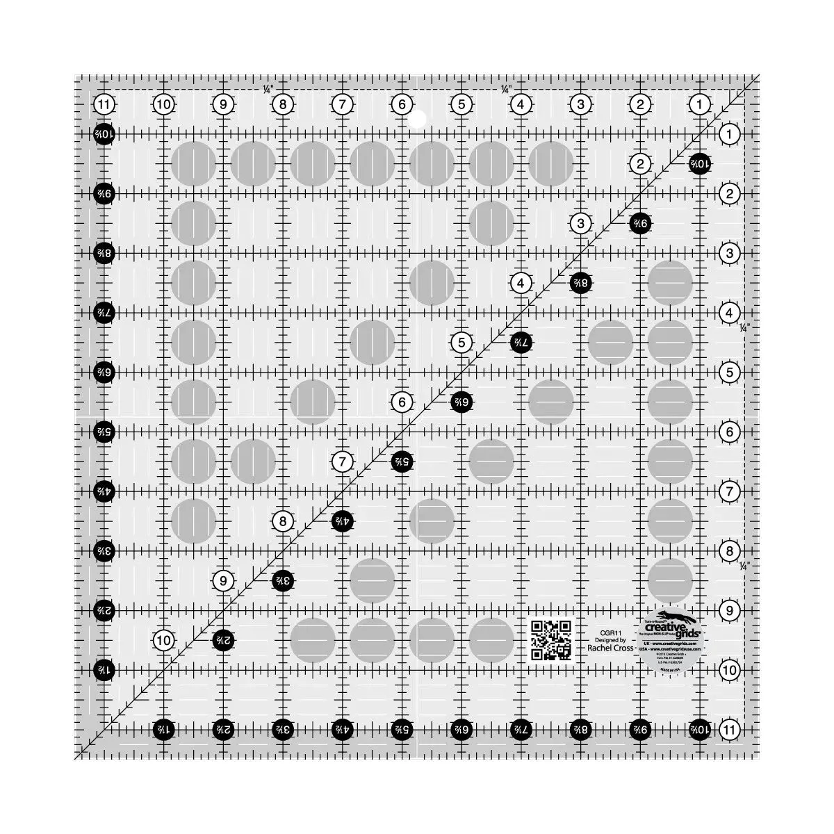 Creative Grids Quilt Ruler 11-1/2in x 11-1/2in 1 Creative Grids Quilt Ruler 11-1/2in x 11-1/2in