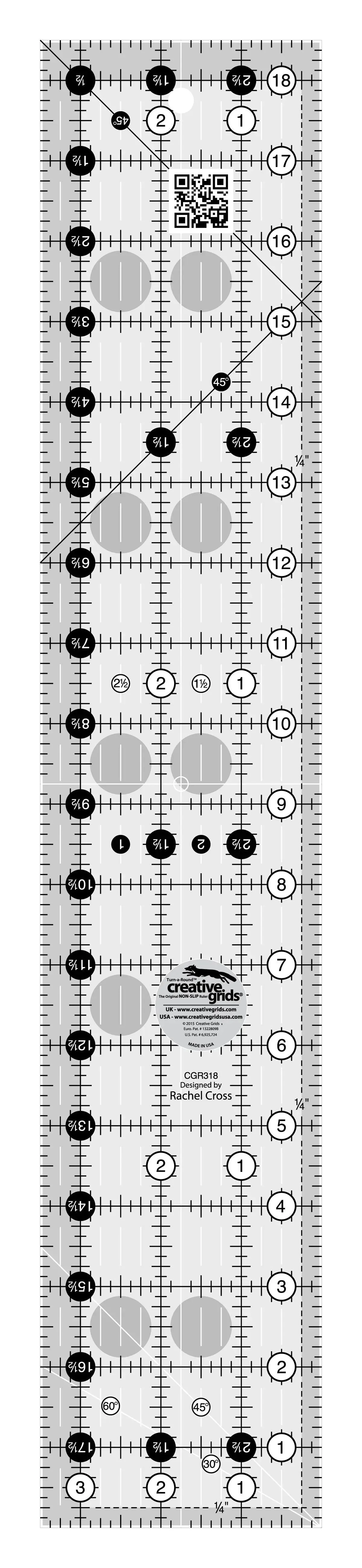 Creative Grids Quilt Ruler 3-1/2in x 18-1/2in 1 Creative Grids Quilt Ruler 3-1/2in x 18-1/2in