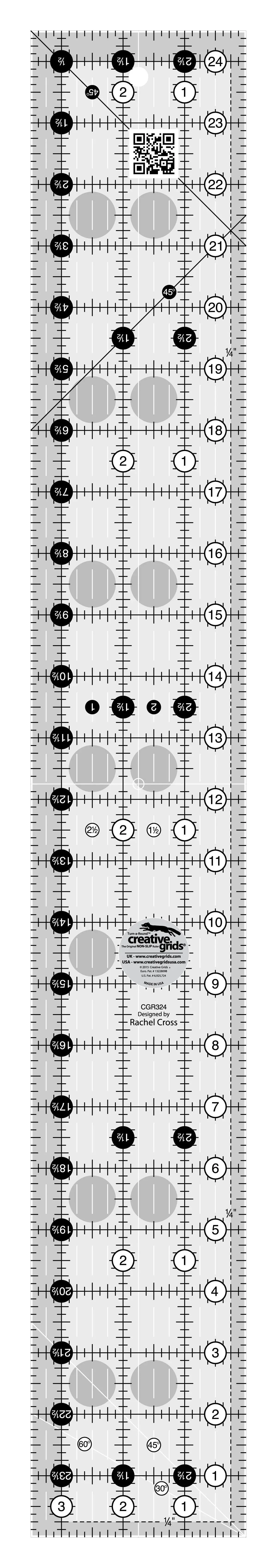 Creative Grids Quilt Ruler 3-1/2in x 24-1/2in 1 Creative Grids Quilt Ruler 3-1/2in x 24-1/2in