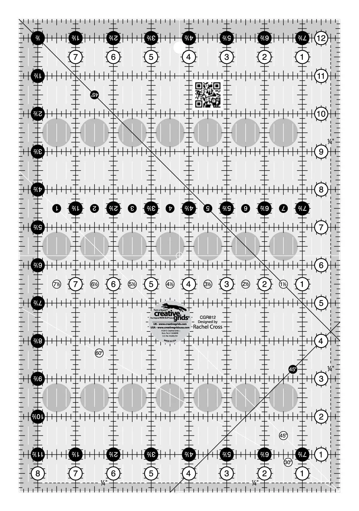 Creative Grids Quilt Ruler 8-1/2in x 12-1/2in 1 Creative Grids Quilt Ruler 8-1/2in x 12-1/2in