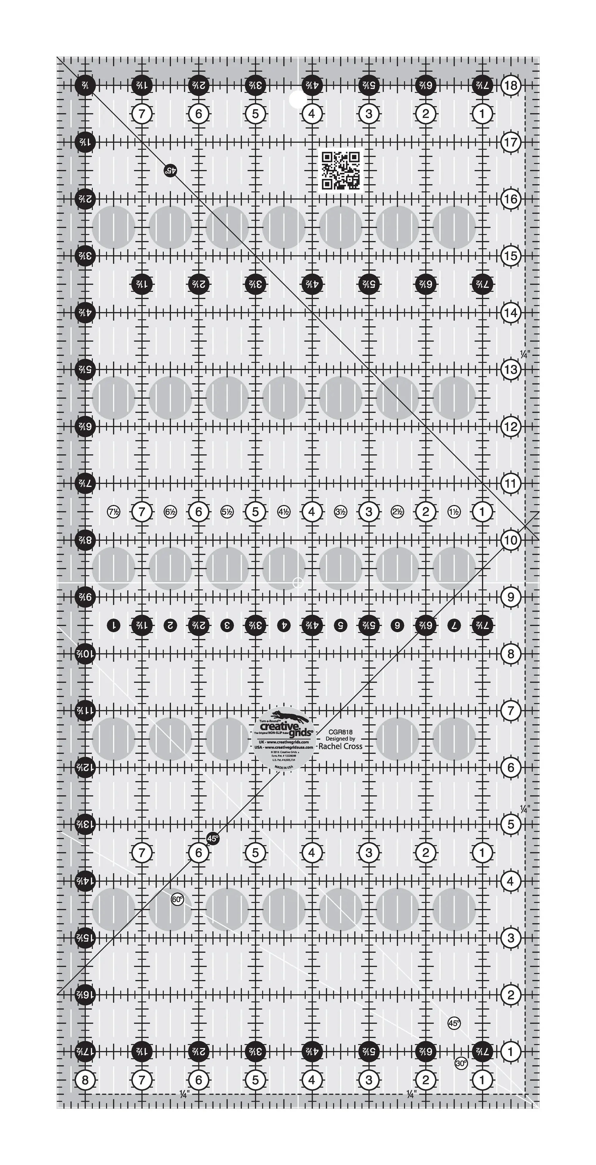 Creative Grids Quilt Ruler 8-1/2in x 18-1/2in 1 Creative Grids Quilt Ruler 8-1/2in x 18-1/2in