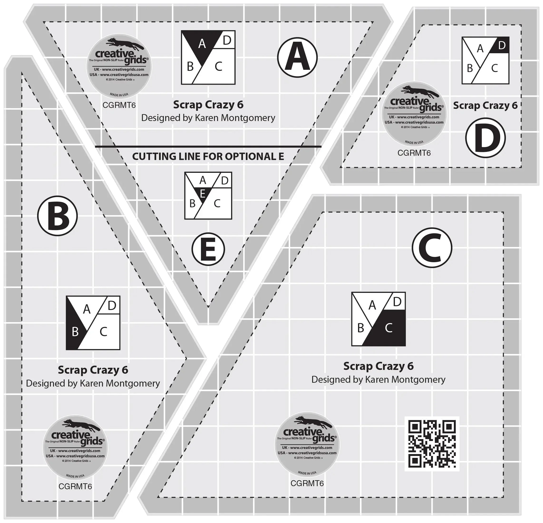 Creative Grids Scrap Crazy 6 Templates Quilt Ruler 1 Creative Grids Scrap Crazy 6 Templates Quilt Ruler