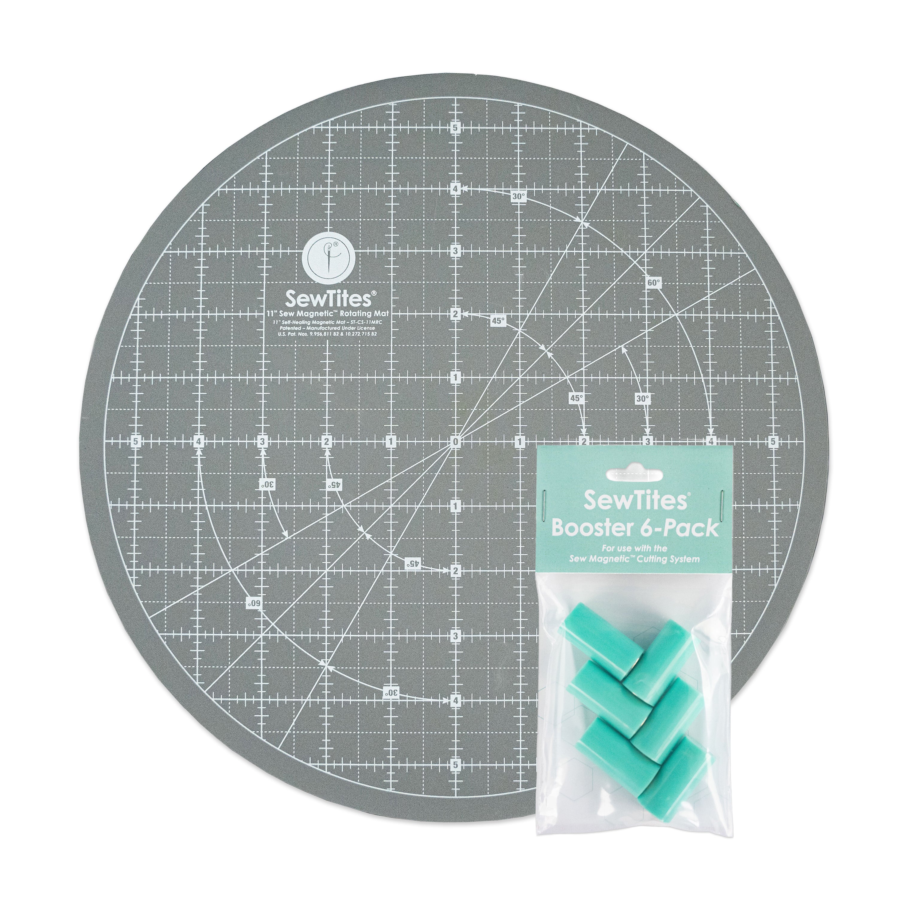 SewTites Sew Magnetic 11" Rotating Self-Healing Cutting Mat + Boosters 6-Pack Bundle 1 SewTites Sew Magnetic 11" Rotating Self-Healing Cutting Mat + Boosters 6-Pack Bundle