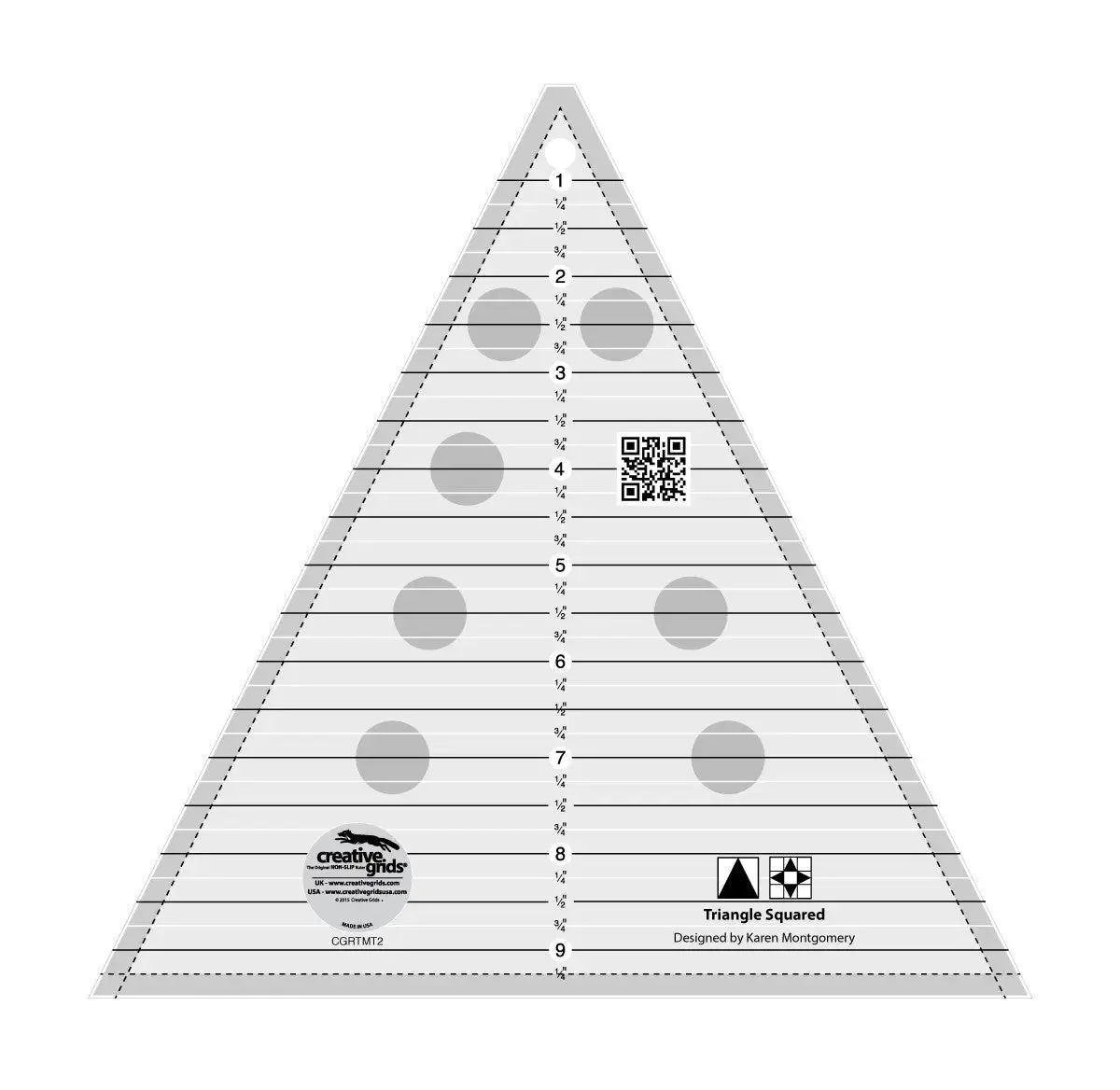 Creative Grids Triangle Squared Ruler 9-1/2in Quilt Ruler 1 Creative Grids Triangle Squared Ruler 9-1/2in Quilt Ruler