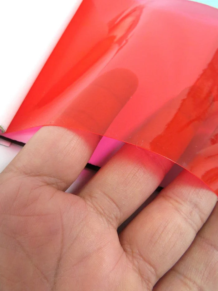 Crimson (12 Gauge) Tinted Plastic Vinyl Fabric / Sold By The Yard 2 Crimson (12 Gauge) Tinted Plastic Vinyl Fabric / Sold By The Yard