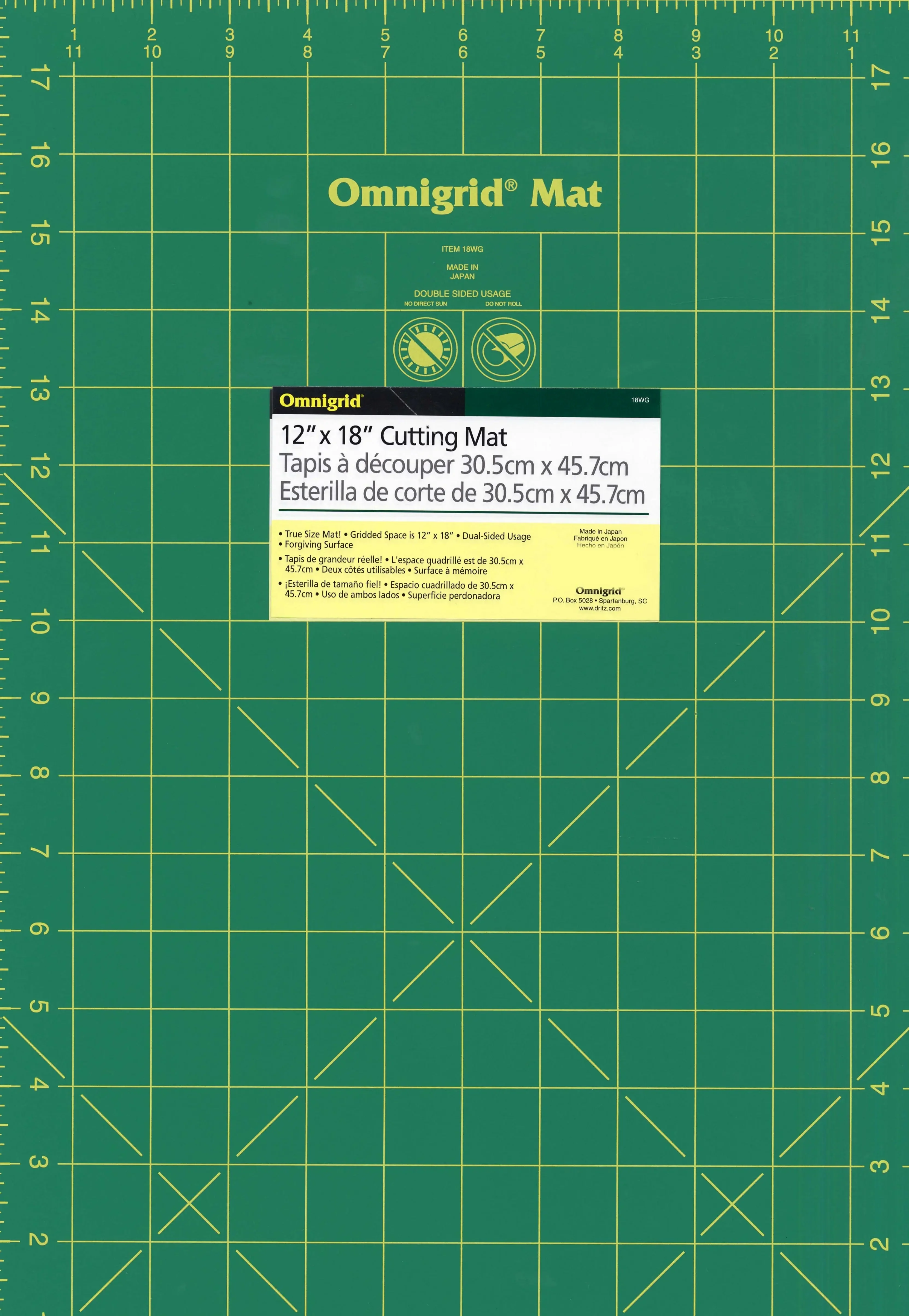 Cutting Mat Omnigrid Green with Yellow Grid 12in x 18in 1 Cutting Mat Omnigrid Green with Yellow Grid 12in x 18in